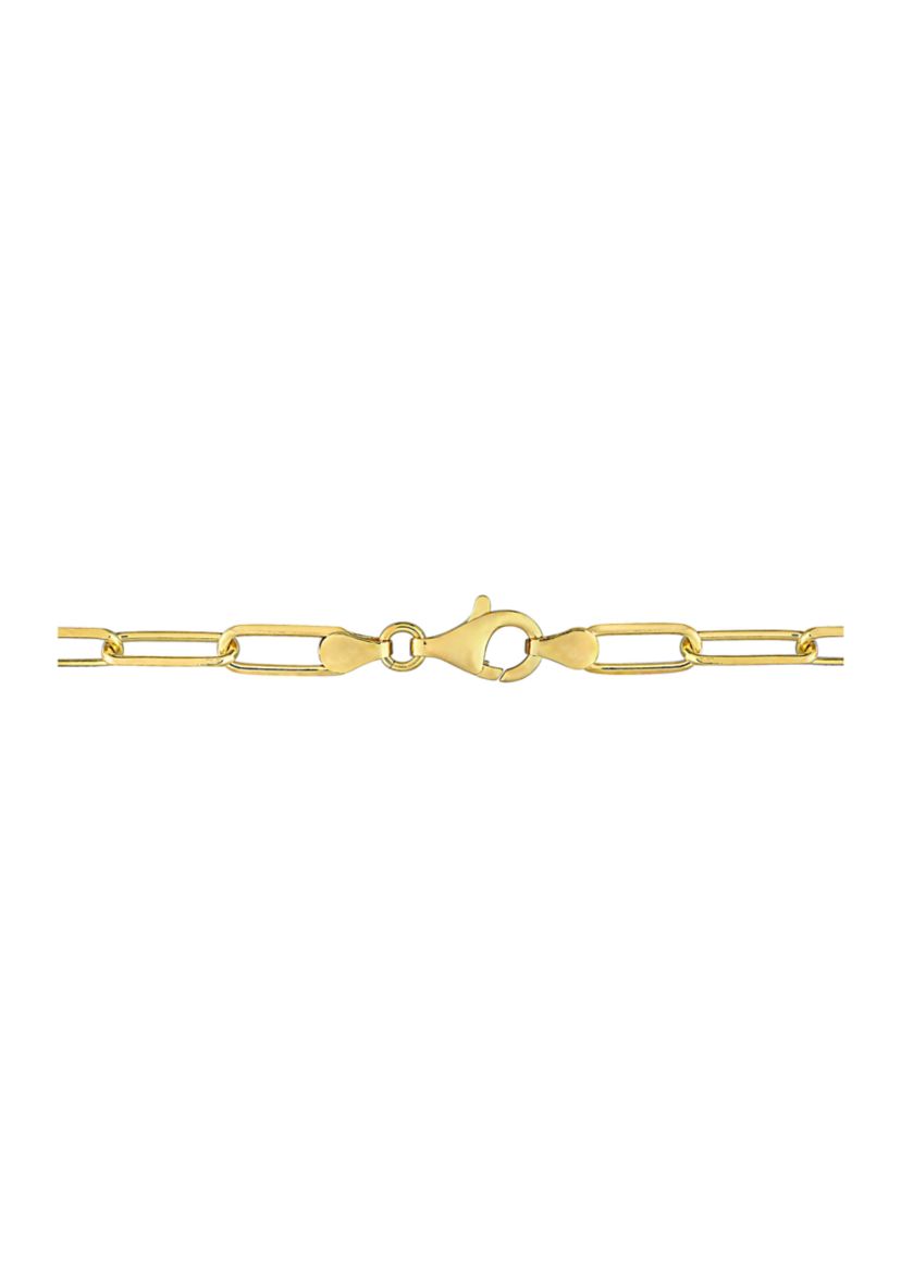 18k Yellow Gold Plated Sterling Silver 5mm Paperclip Chain Necklace
