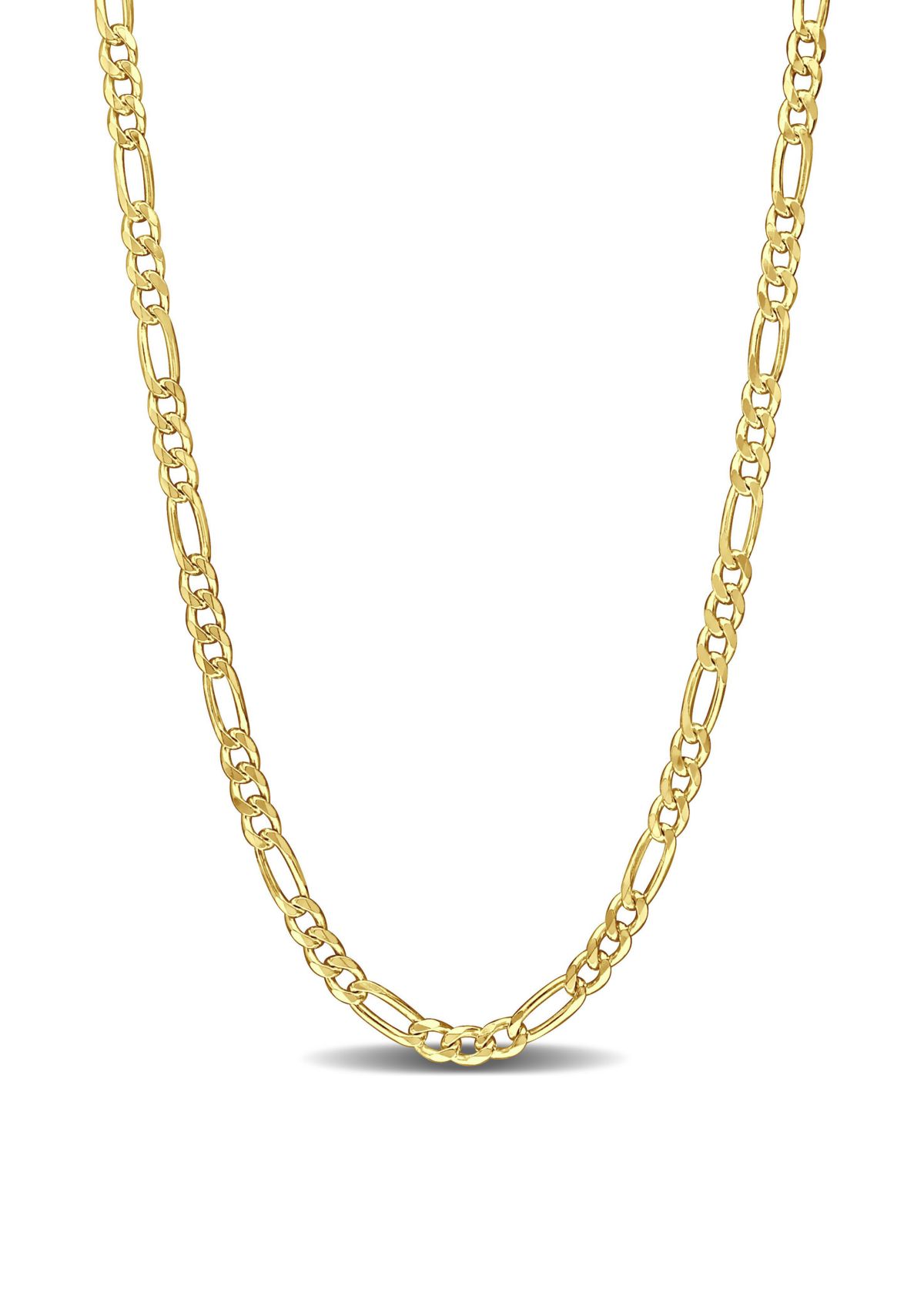 18k Yellow Gold Plated Sterling Silver 3.8mm Figaro Chain Necklace