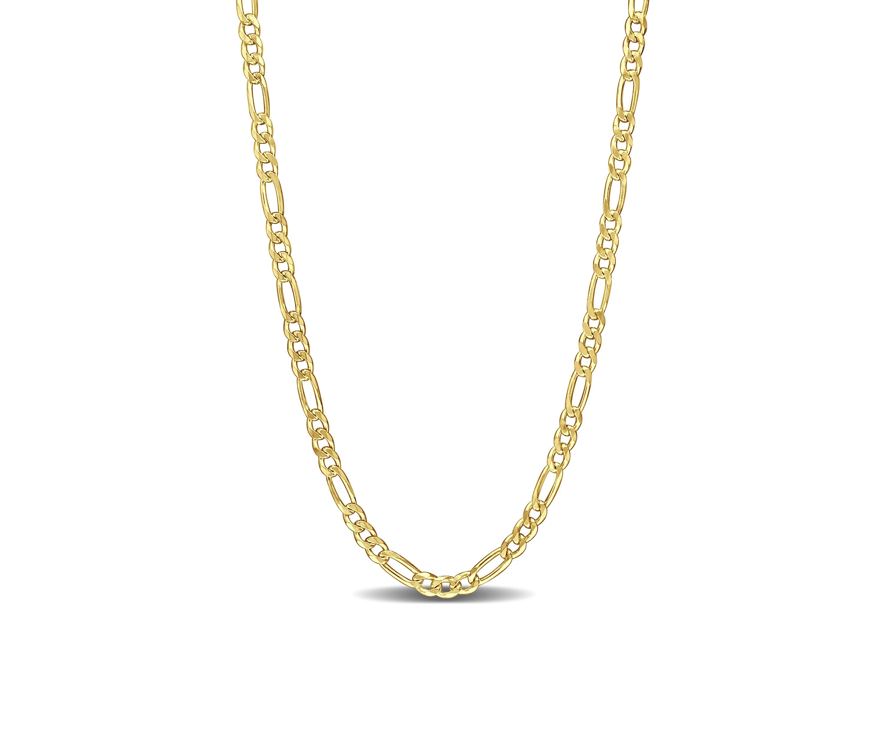 18k Yellow Gold Plated Sterling Silver 3.8mm Figaro Chain Necklace