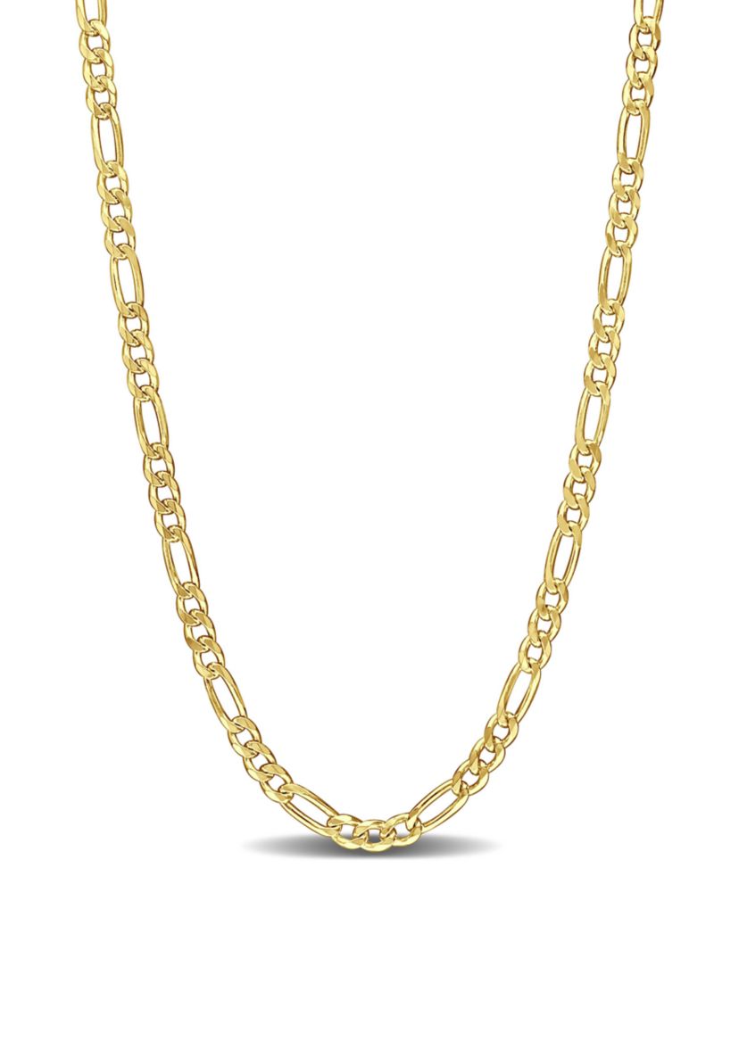 18k Yellow Gold Plated Sterling Silver 3.8mm Figaro Chain Necklace
