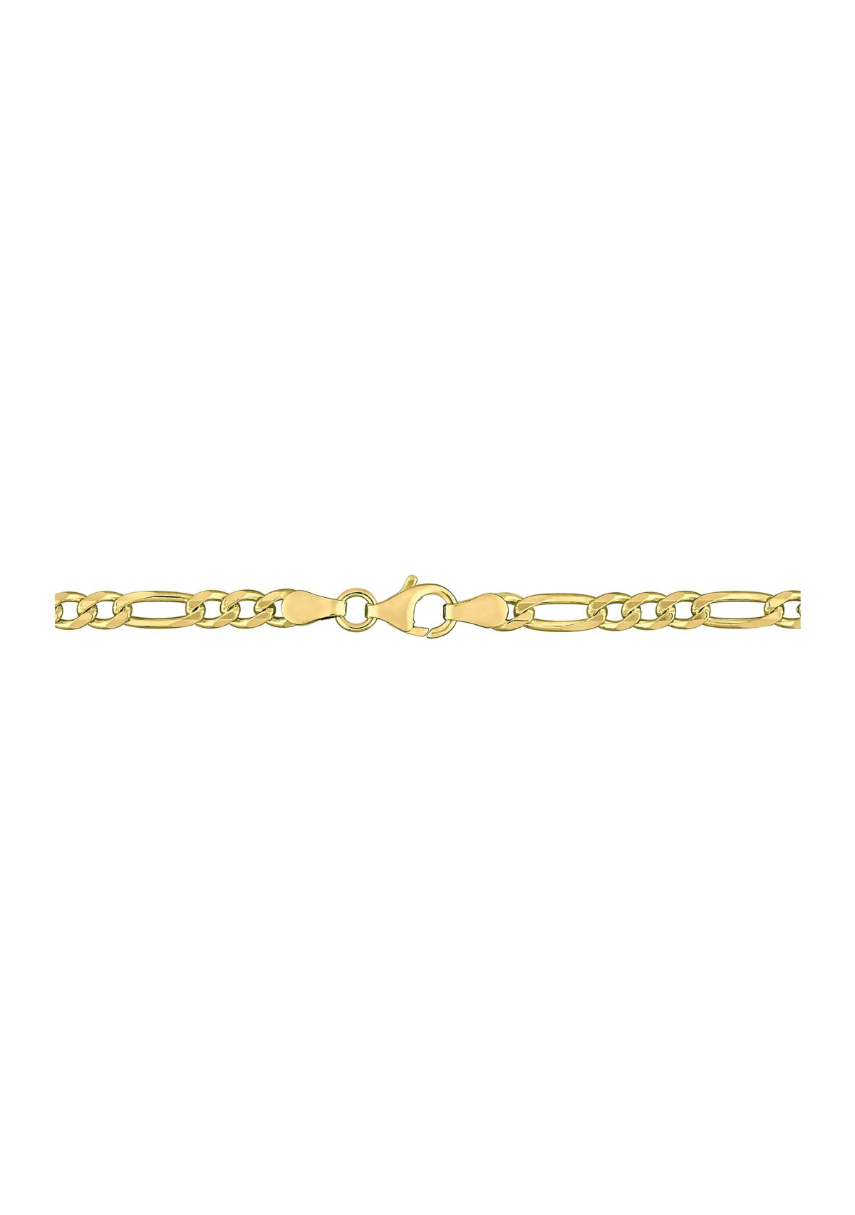 18k Yellow Gold Plated Sterling Silver 3.8mm Figaro Chain Necklace