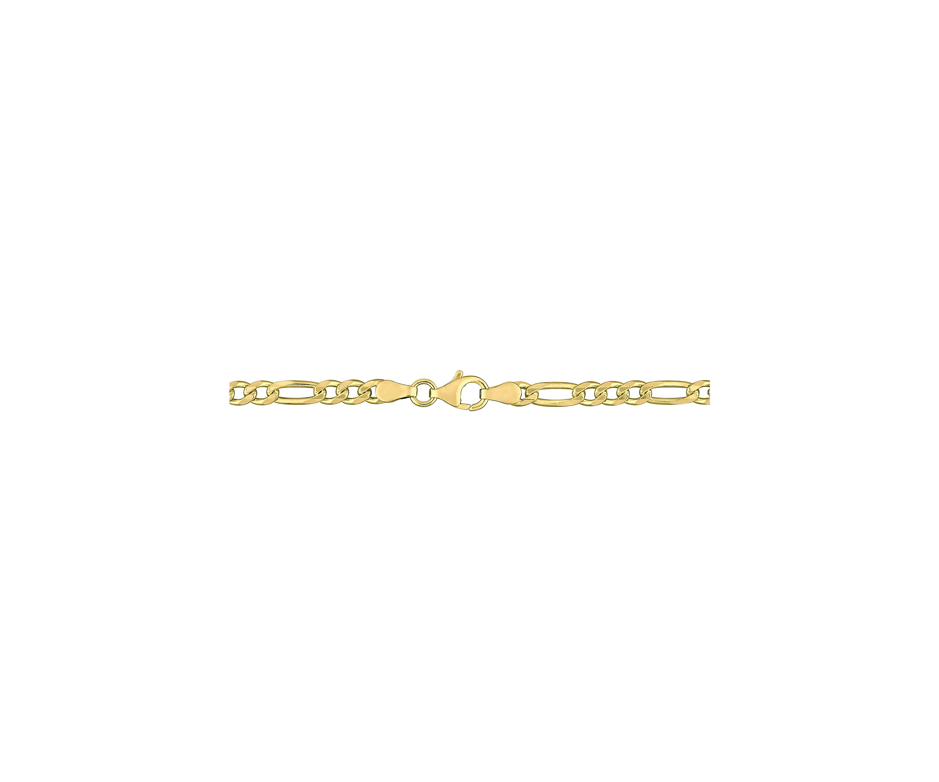 18k Yellow Gold Plated Sterling Silver 3.8mm Figaro Chain Necklace