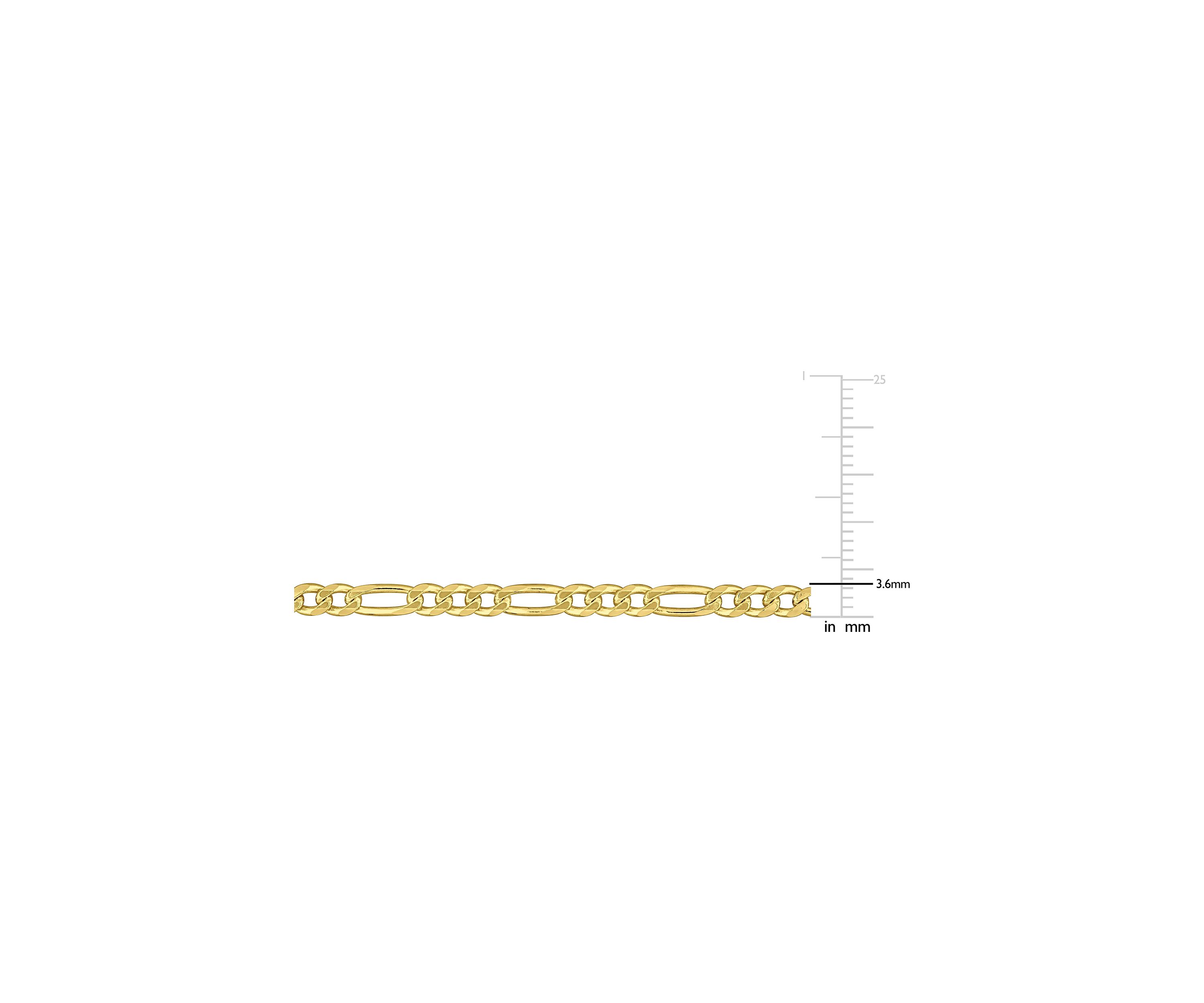 18k Yellow Gold Plated Sterling Silver 3.8mm Figaro Chain Necklace