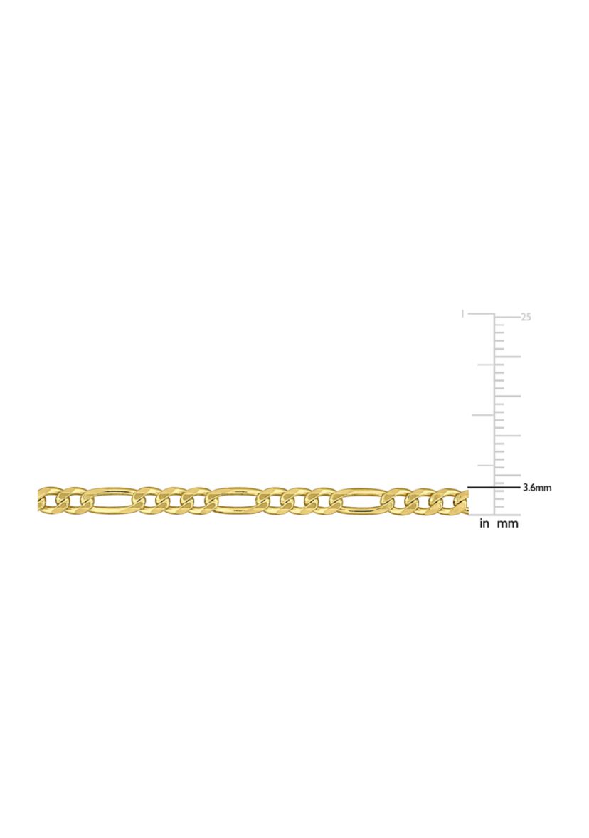 18k Yellow Gold Plated Sterling Silver 3.8mm Figaro Chain Necklace