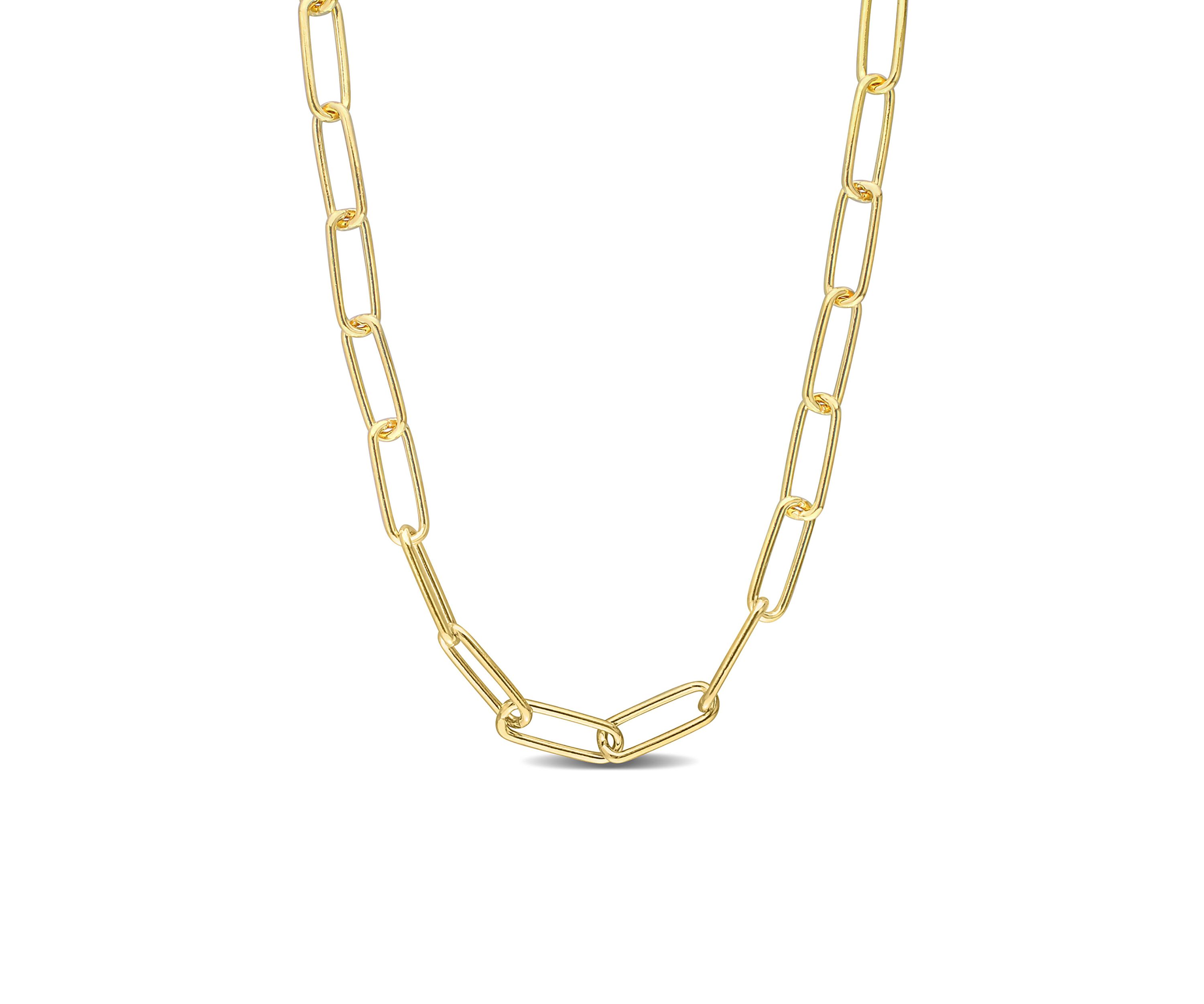 18k Yellow Gold Plated Sterling Silver 5mm Paperclip Chain Necklace