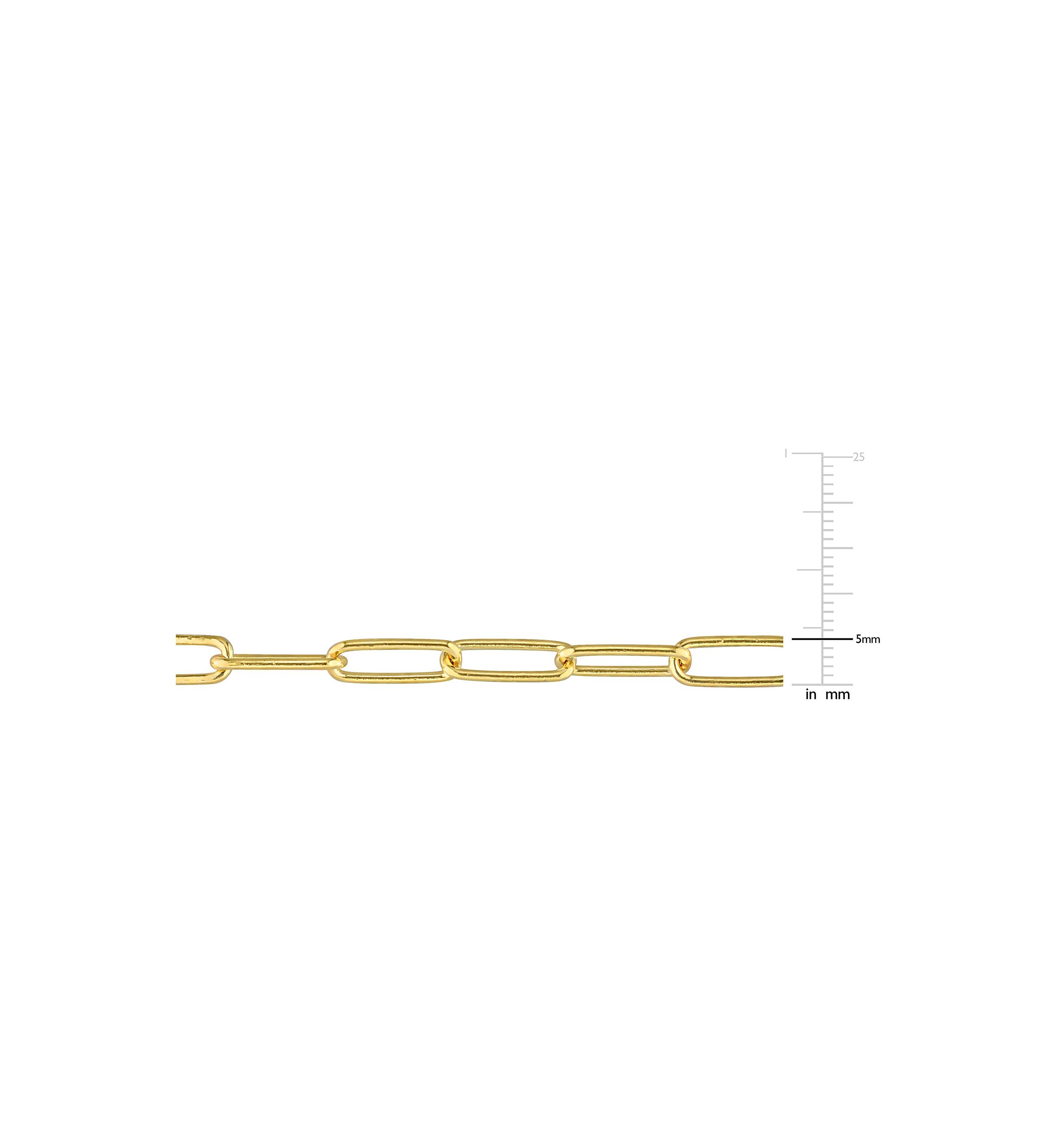 18k Yellow Gold Plated Sterling Silver 5mm Paperclip Chain Necklace