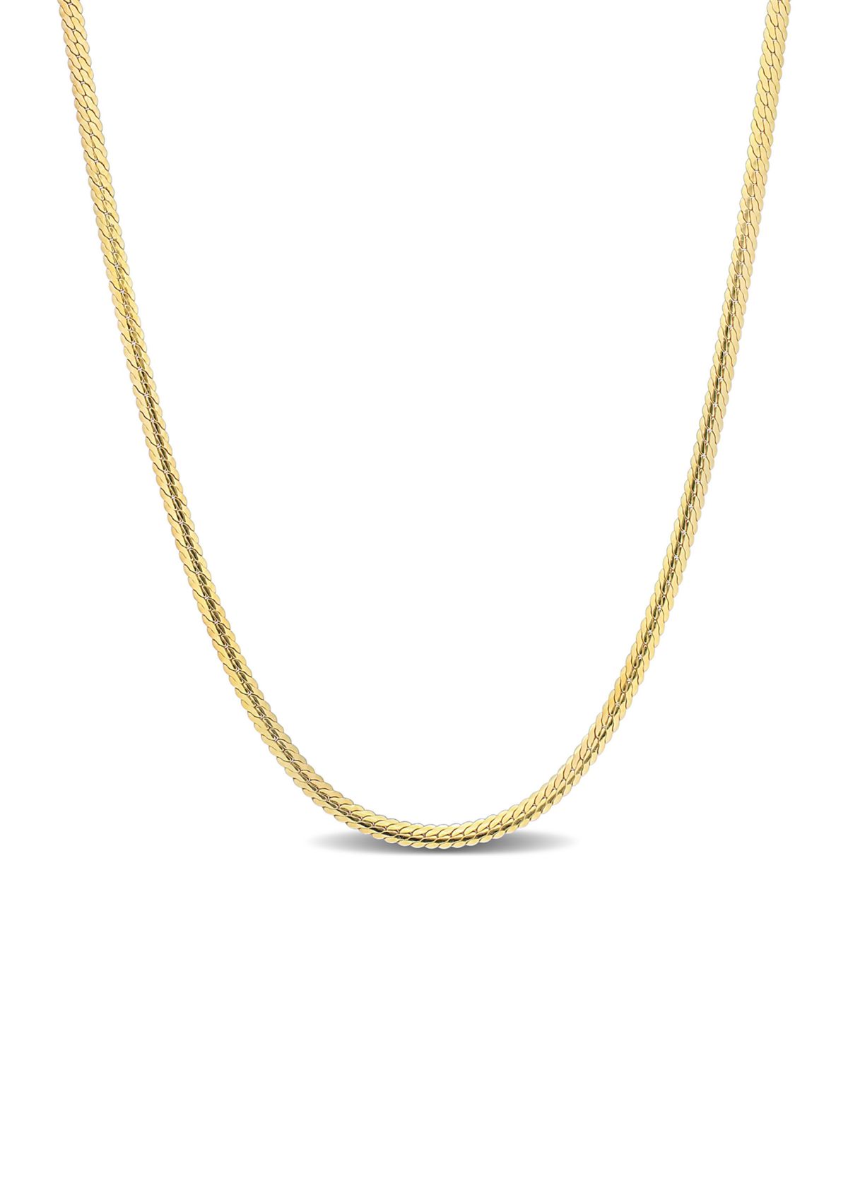 Yellow Flash Plated Sterling Silver 2mm Herringbone Chain Necklace