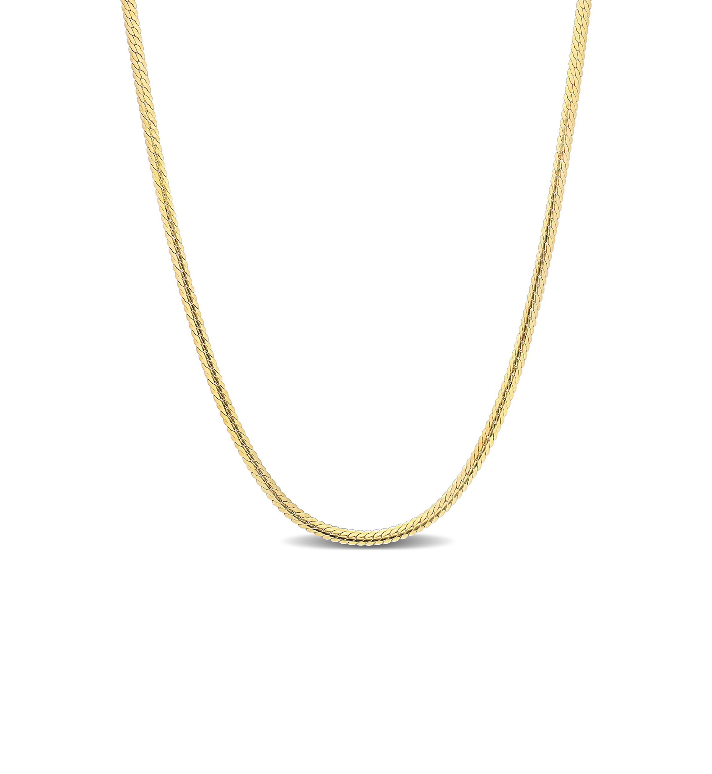 Yellow Flash Plated Sterling Silver 2mm Herringbone Chain Necklace