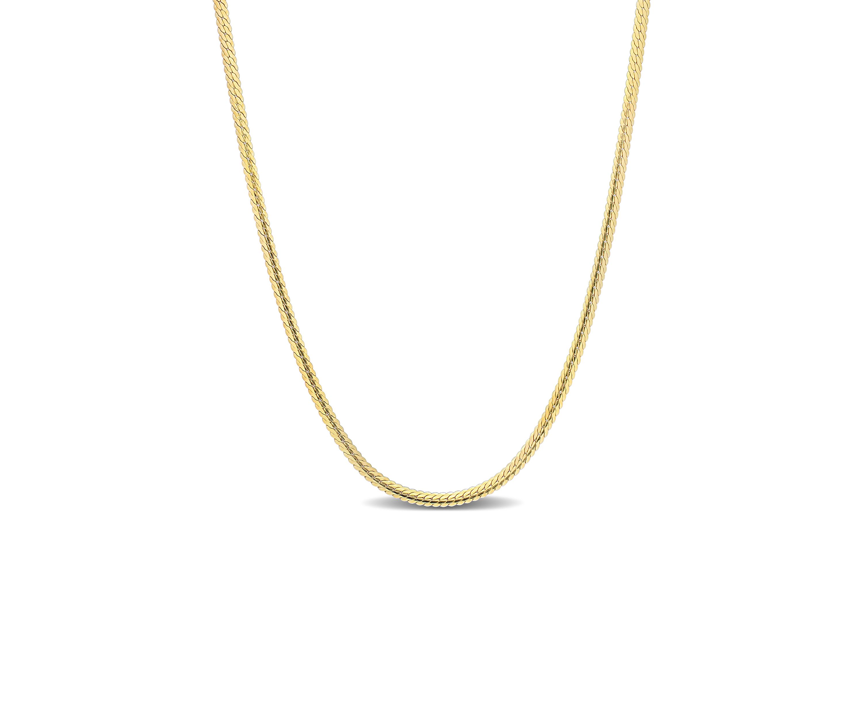 Yellow Flash Plated Sterling Silver 2mm Herringbone Chain Necklace