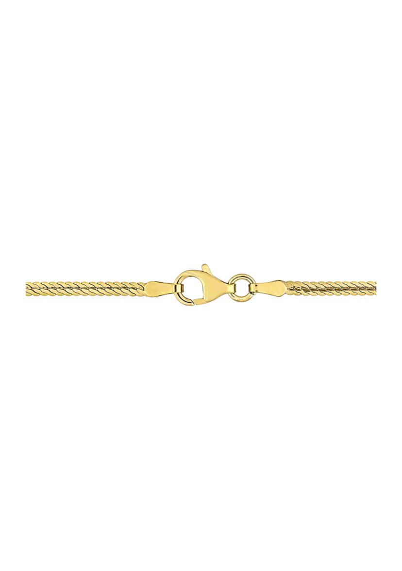 Yellow Flash Plated Sterling Silver 2mm Herringbone Chain Necklace