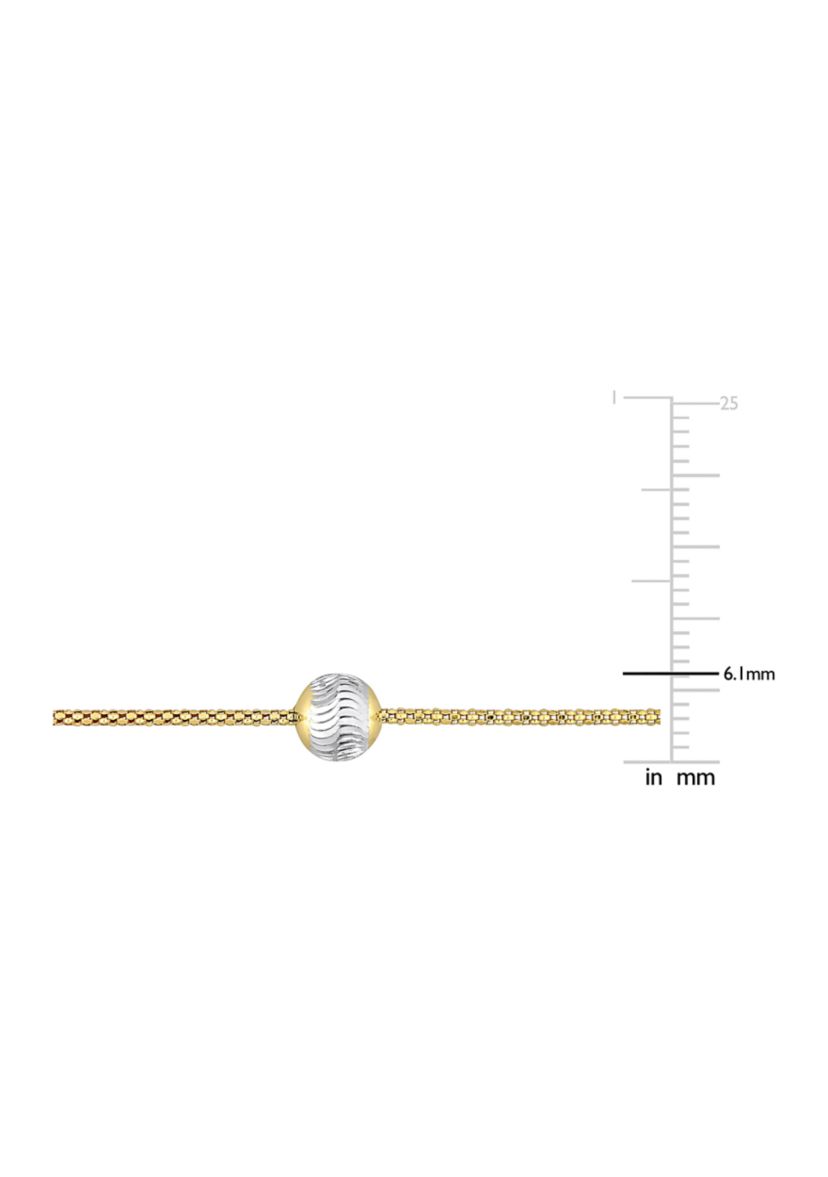 18k Yellow Gold Plated Sterling Silver 6mm Ball Station Chain Necklace