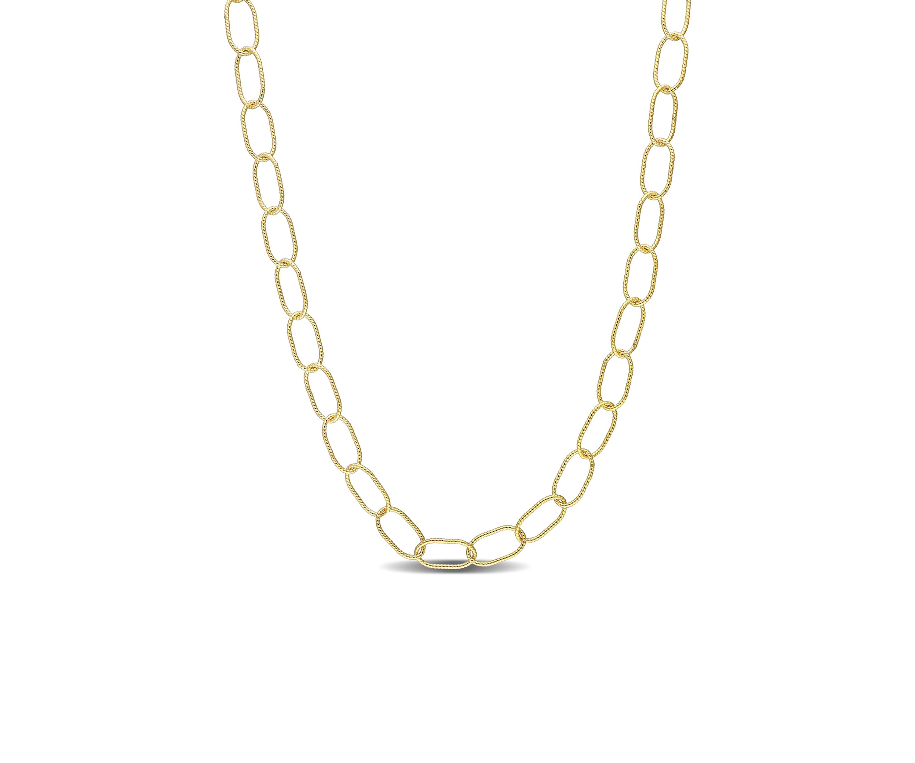 18k Yellow Gold Plated Sterling Silver Twisted Rolo Chain Necklace