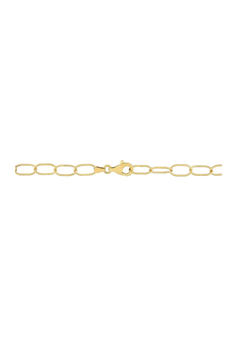 18k Yellow Gold Plated Sterling Silver Twisted Rolo Chain Necklace