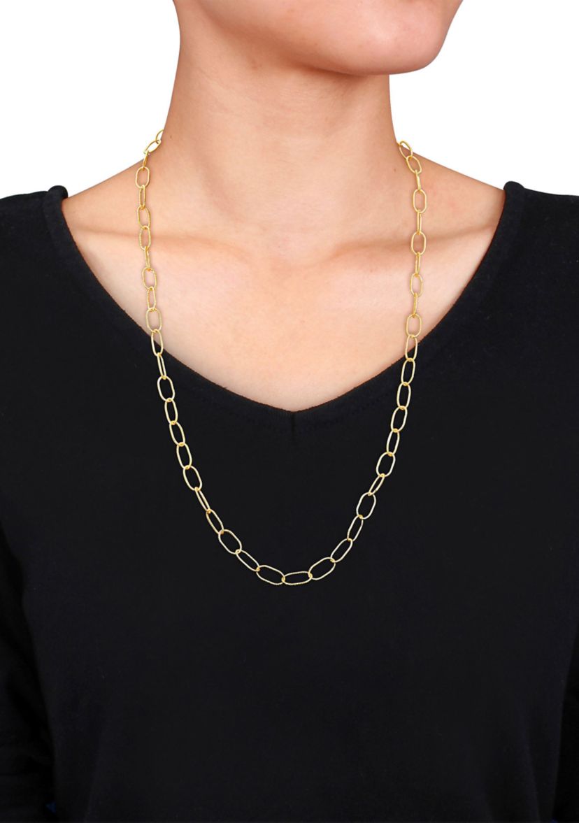 18k Yellow Gold Plated Sterling Silver Twisted Rolo Chain Necklace