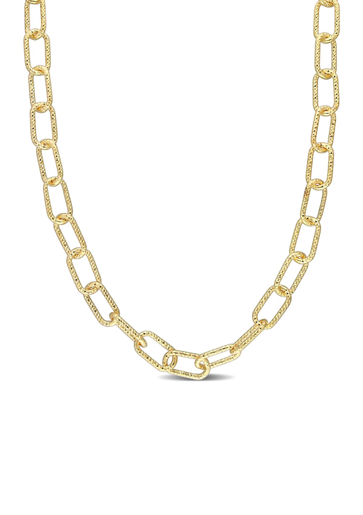 18k Yellow Gold Plated Sterling Silver 9mm Fancy Paperclip Chain Necklace