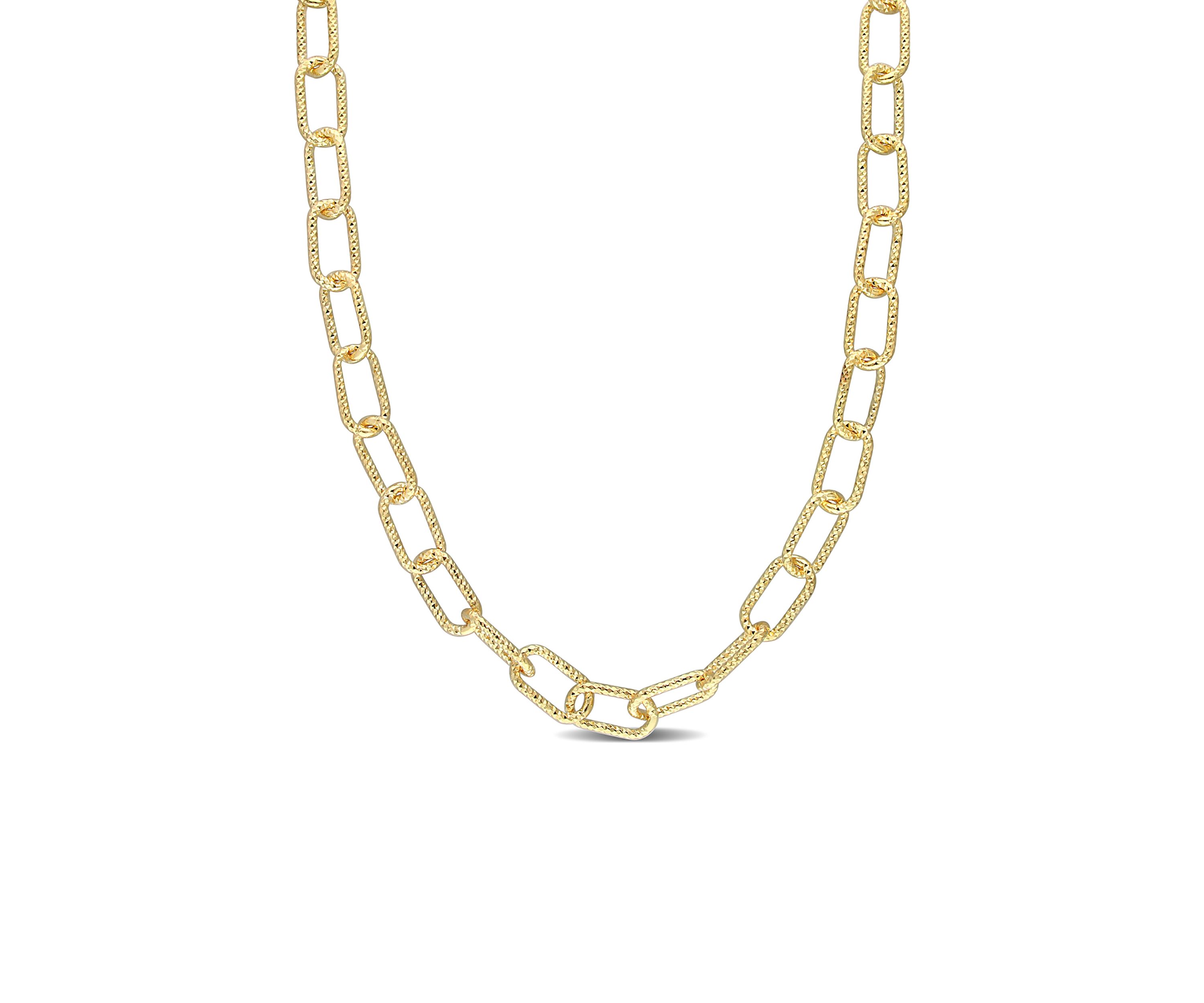 18k Yellow Gold Plated Sterling Silver 9mm Fancy Paperclip Chain Necklace