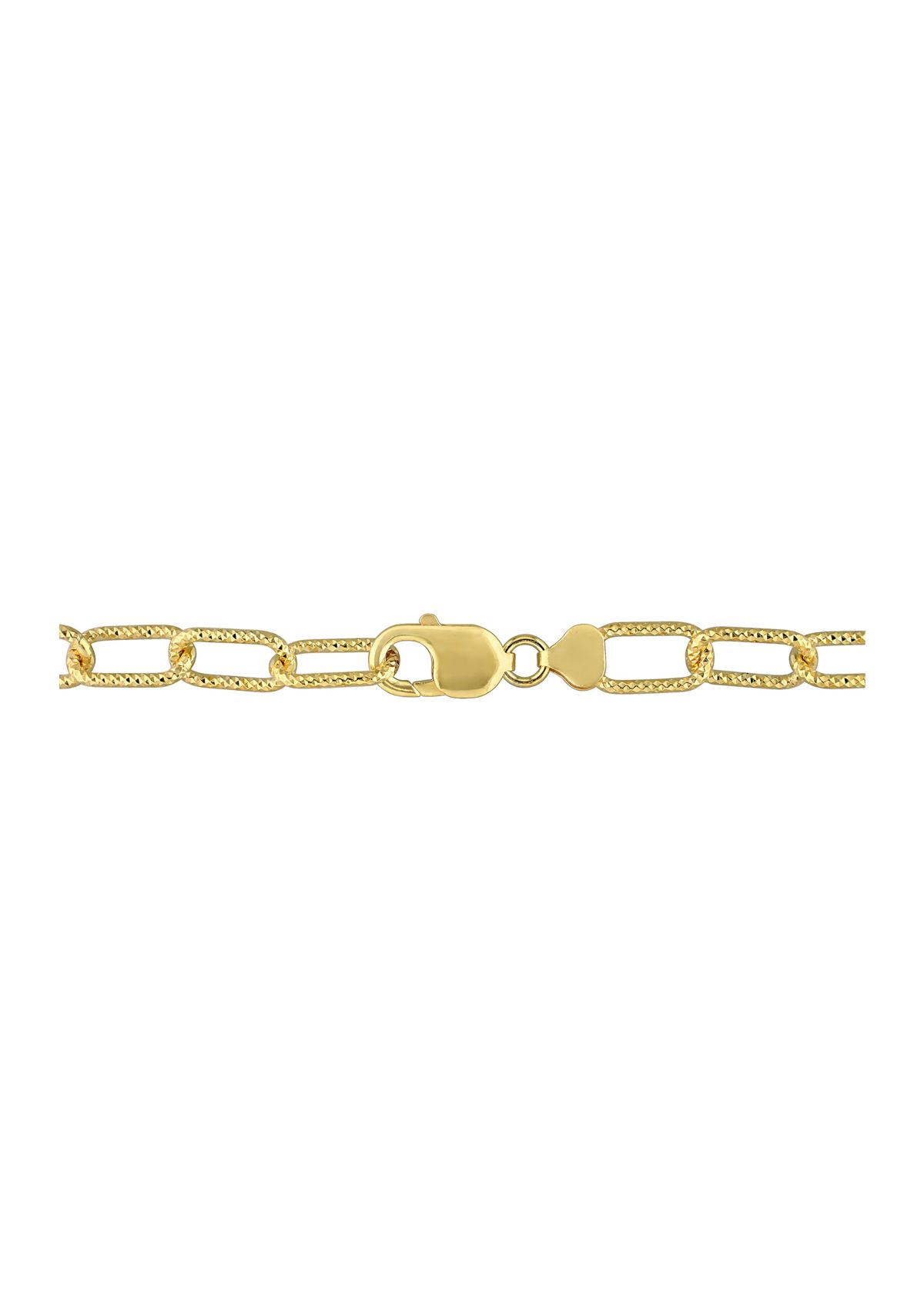 18k Yellow Gold Plated Sterling Silver 9mm Fancy Paperclip Chain Necklace