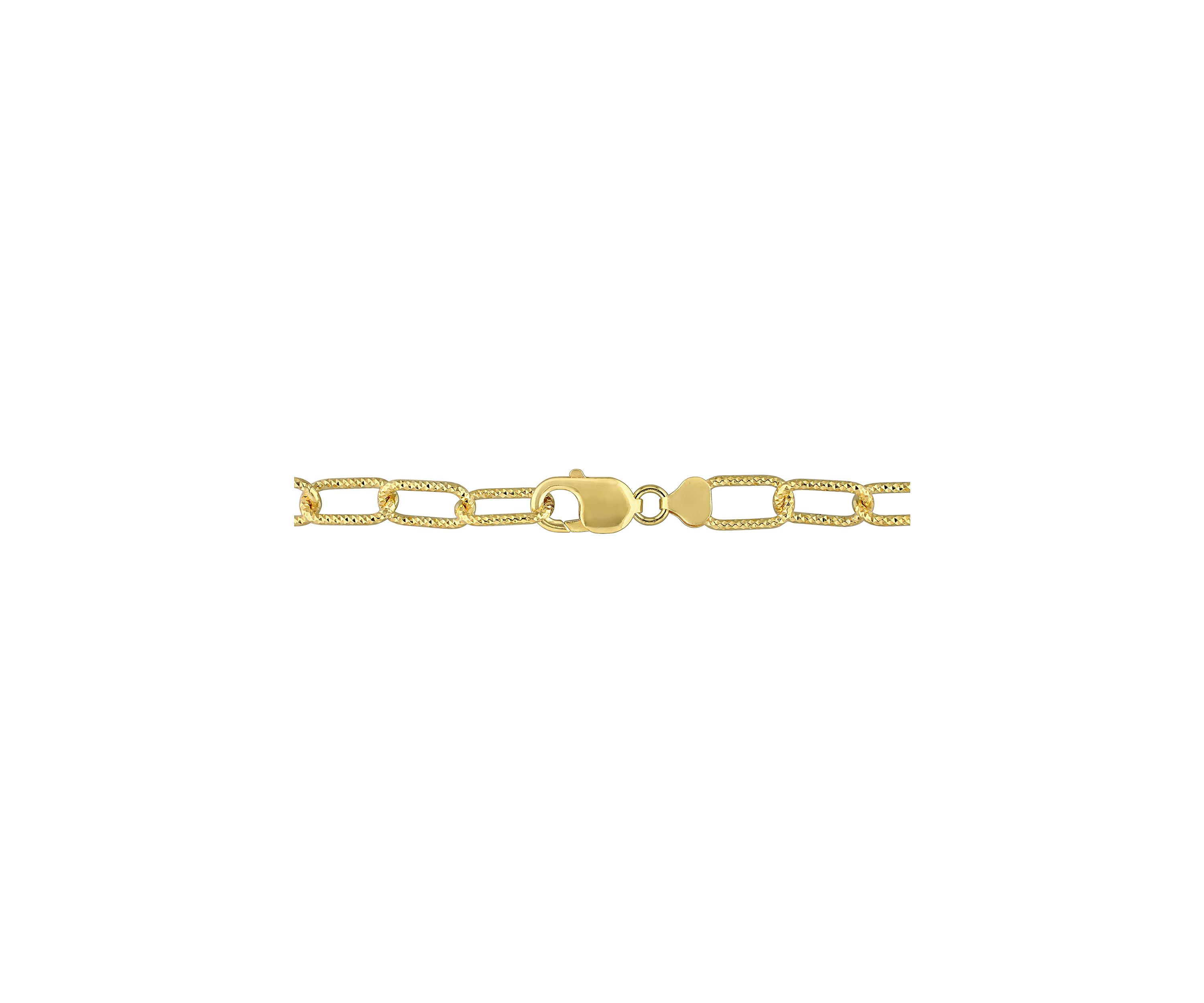 18k Yellow Gold Plated Sterling Silver 9mm Fancy Paperclip Chain Necklace