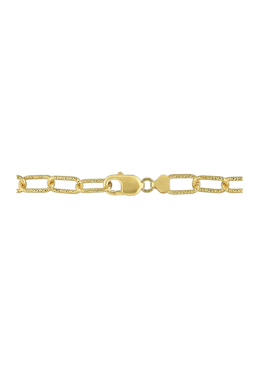 18k Yellow Gold Plated Sterling Silver 9mm Fancy Paperclip Chain Necklace