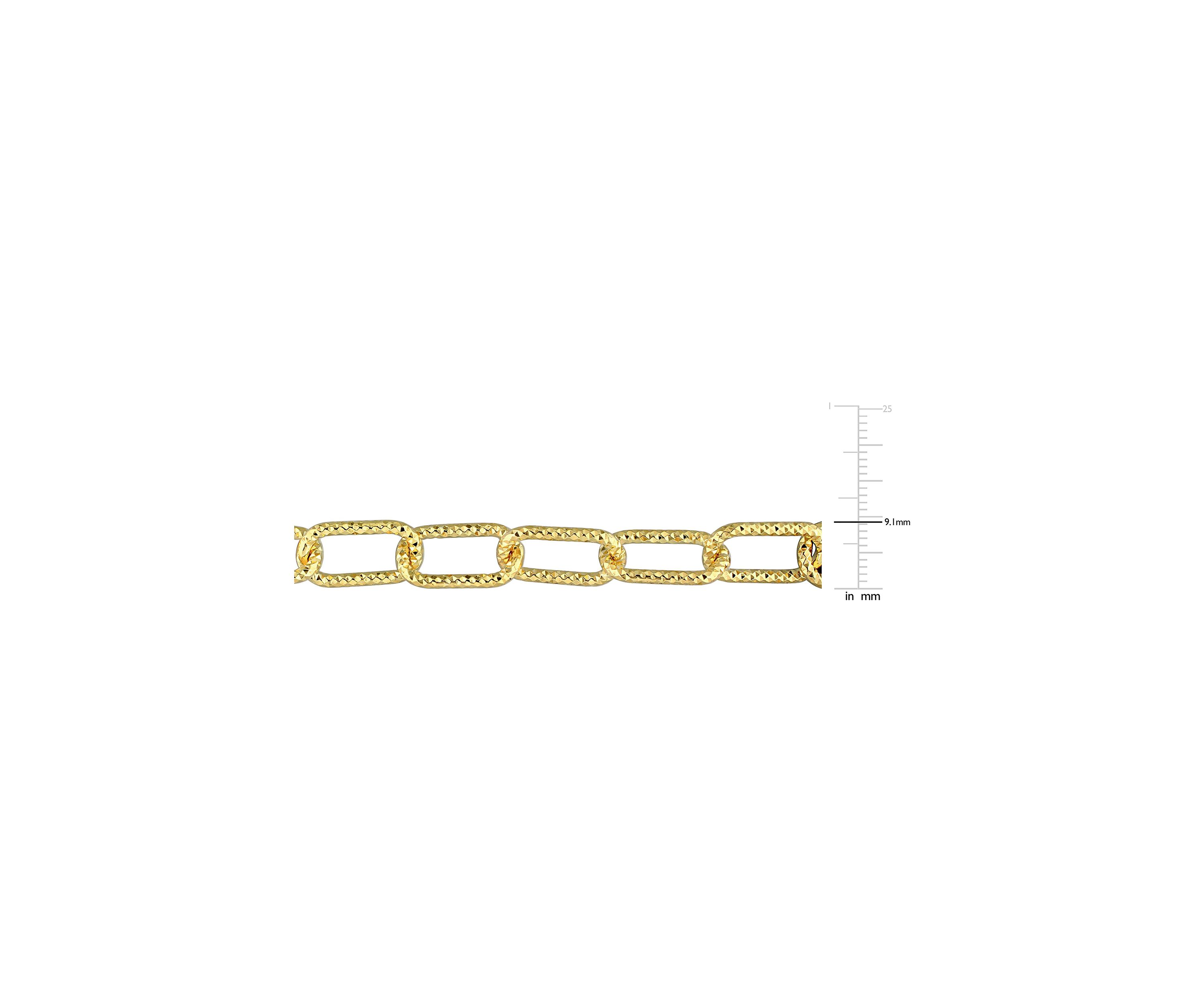18k Yellow Gold Plated Sterling Silver 9mm Fancy Paperclip Chain Necklace