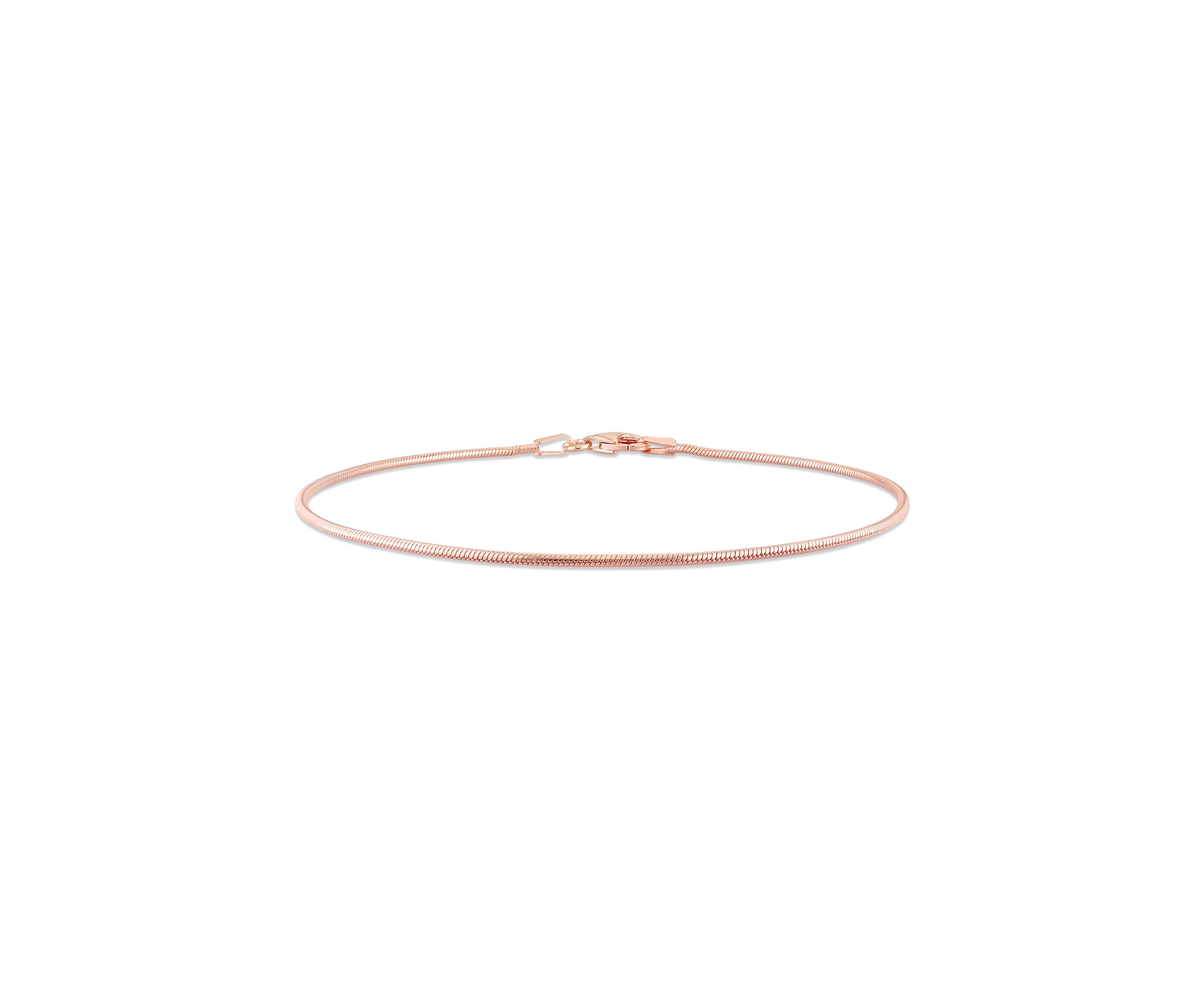 18k Rose Gold Plated Sterling Silver 1.2mm Snake Chain Bracelet