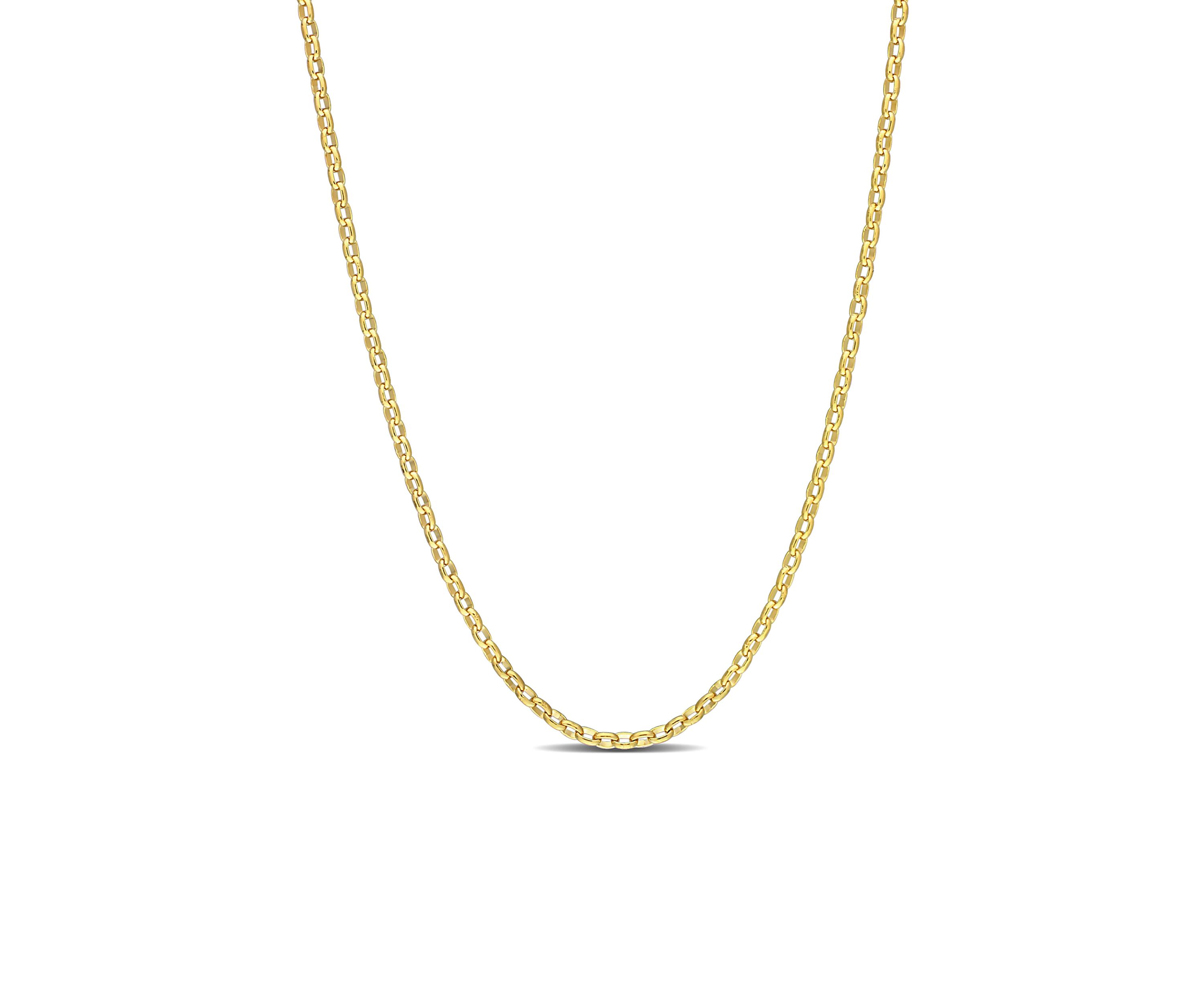 18k Yellow Gold Plated Sterling Silver Rolo Chain Necklace