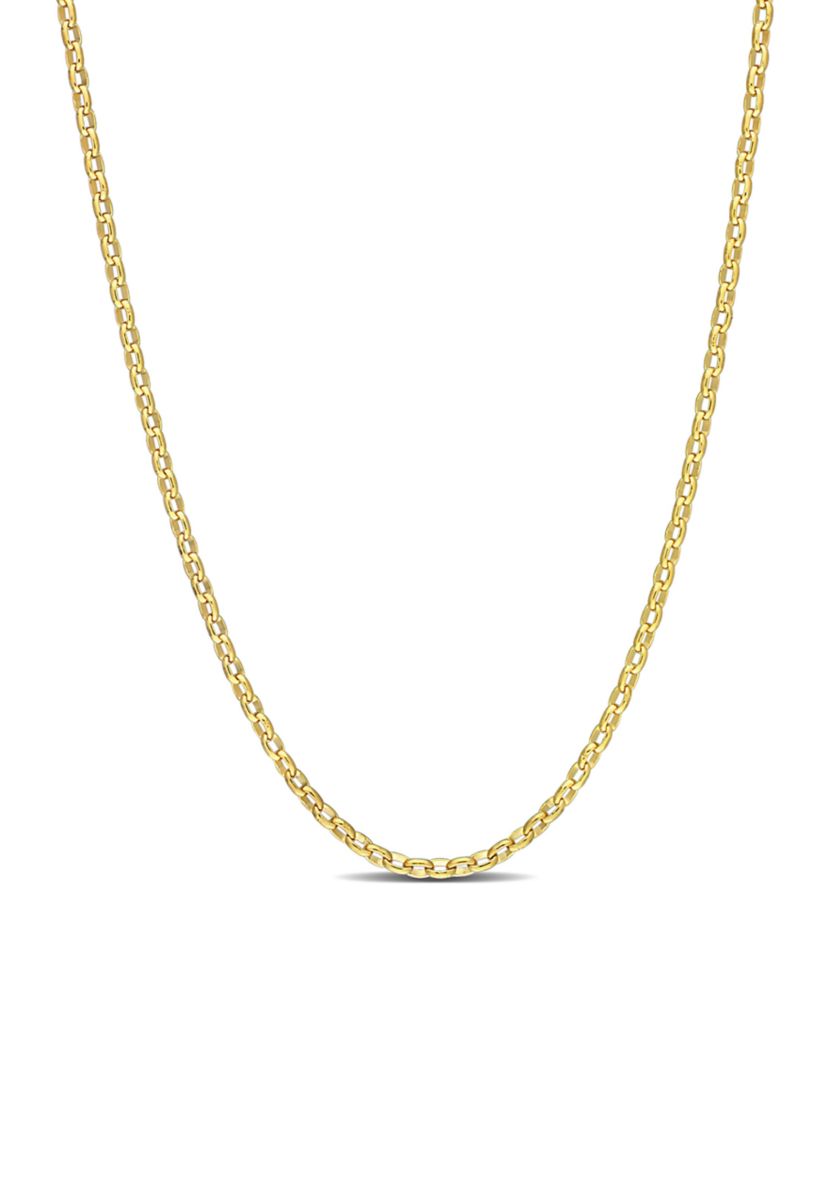 18k Yellow Gold Plated Sterling Silver Rolo Chain Necklace