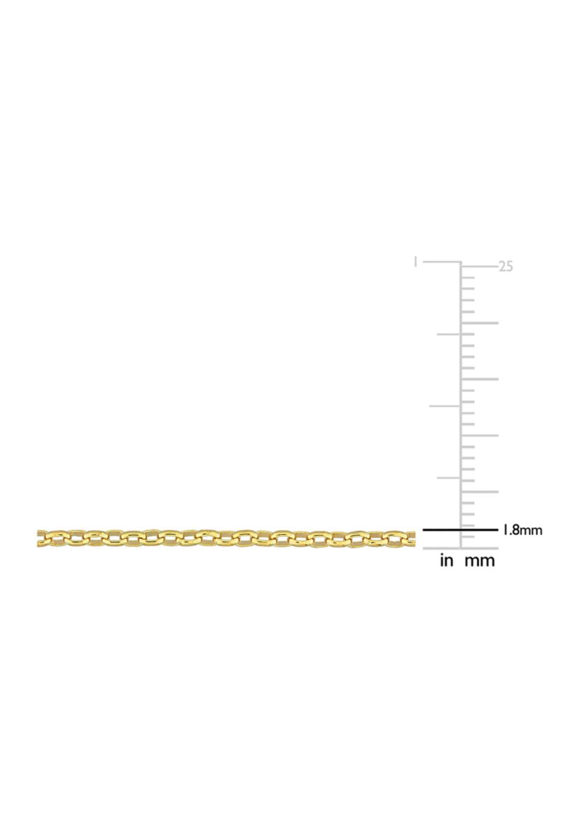 18k Yellow Gold Plated Sterling Silver Rolo Chain Necklace