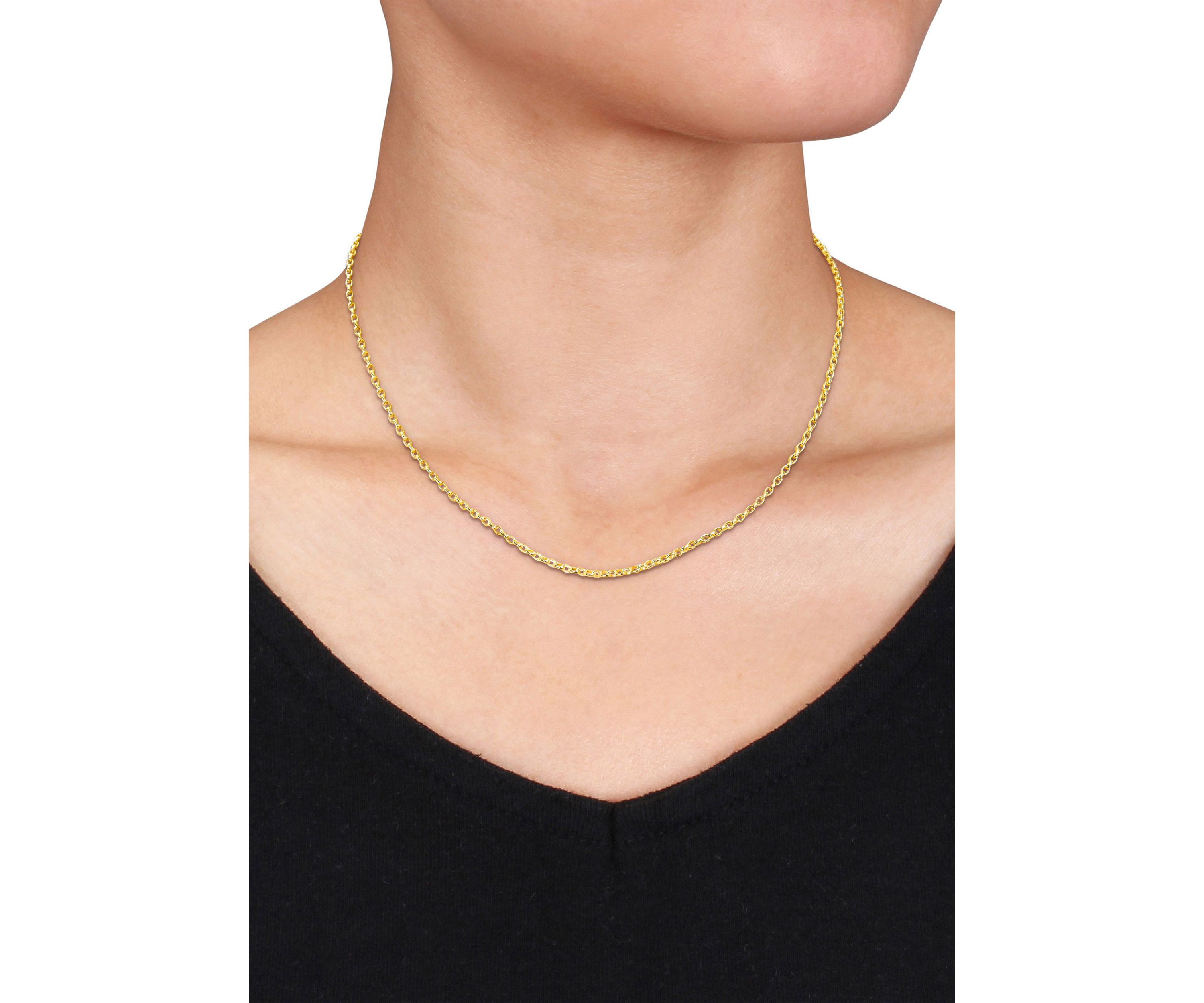 18k Yellow Gold Plated Sterling Silver Rolo Chain Necklace