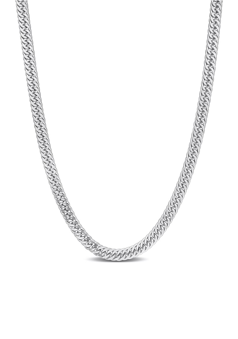 Sterling Silver Fancy Curb Link Chain Necklace
