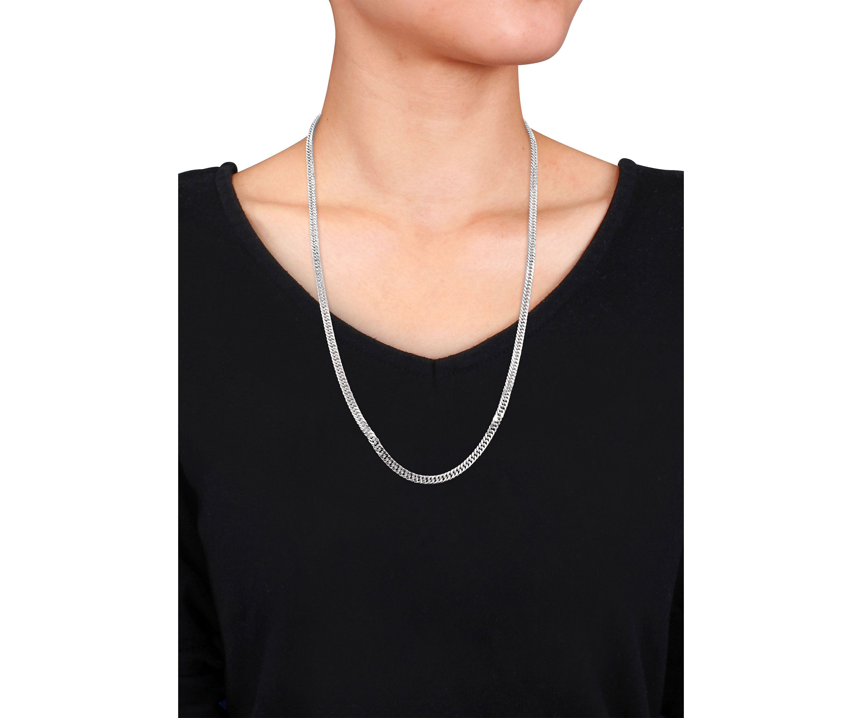 Sterling Silver Fancy Curb Link Chain Necklace