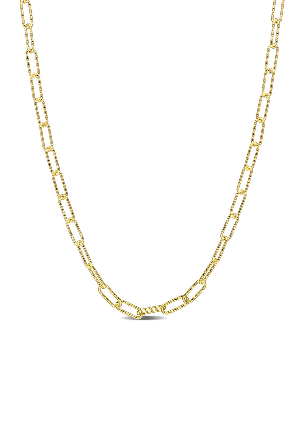 18k Yellow Gold Plated Sterling Silver Fancy Paperclip Chain Necklace