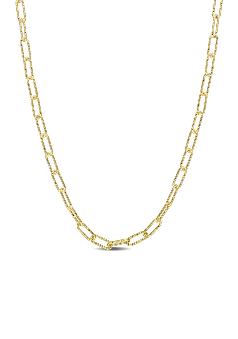 18k Yellow Gold Plated Sterling Silver Fancy Paperclip Chain Necklace