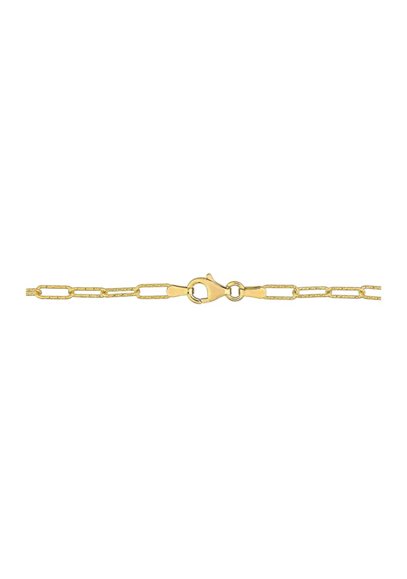 18k Yellow Gold Plated Sterling Silver Fancy Paperclip Chain Necklace