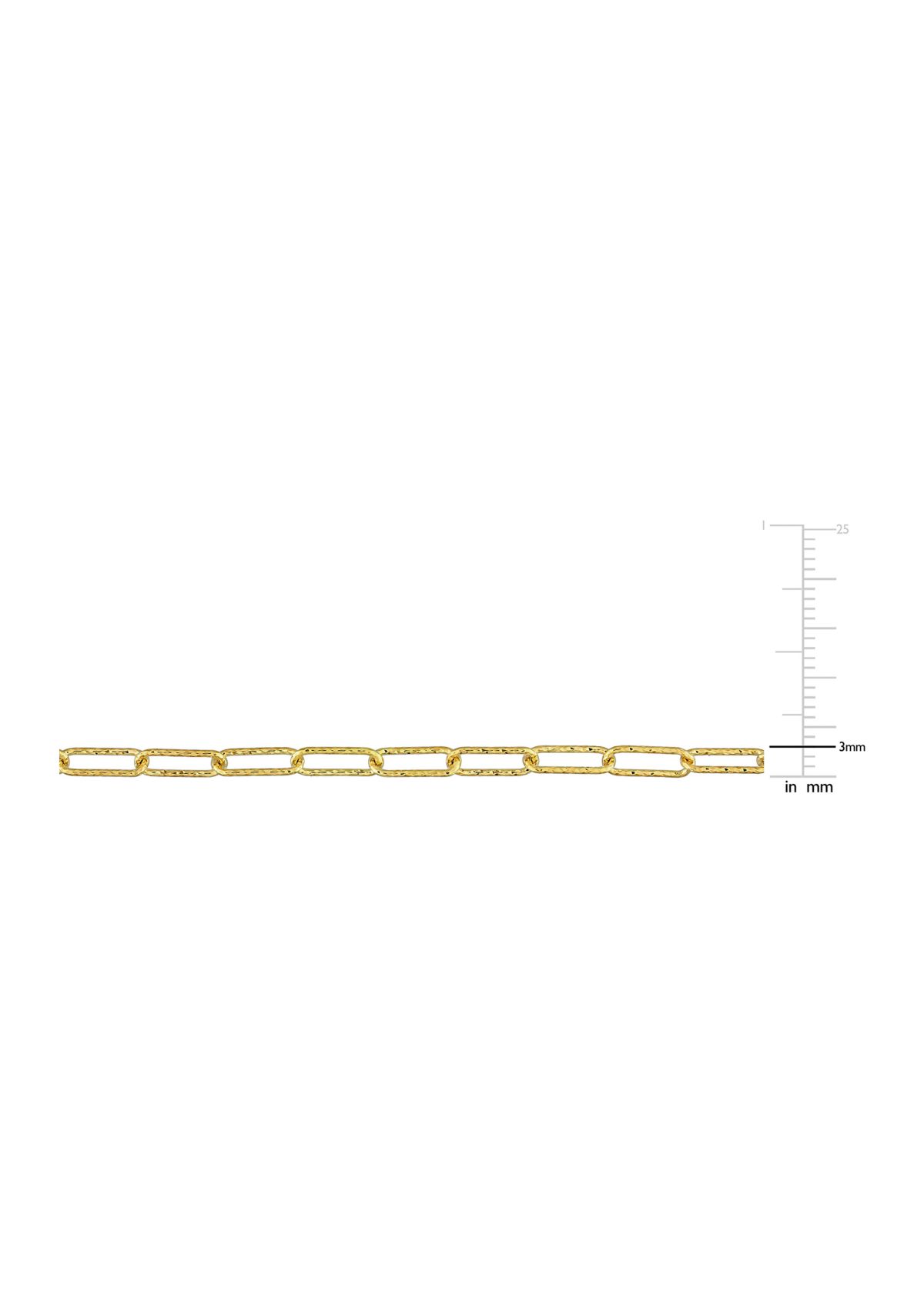 18k Yellow Gold Plated Sterling Silver Fancy Paperclip Chain Necklace