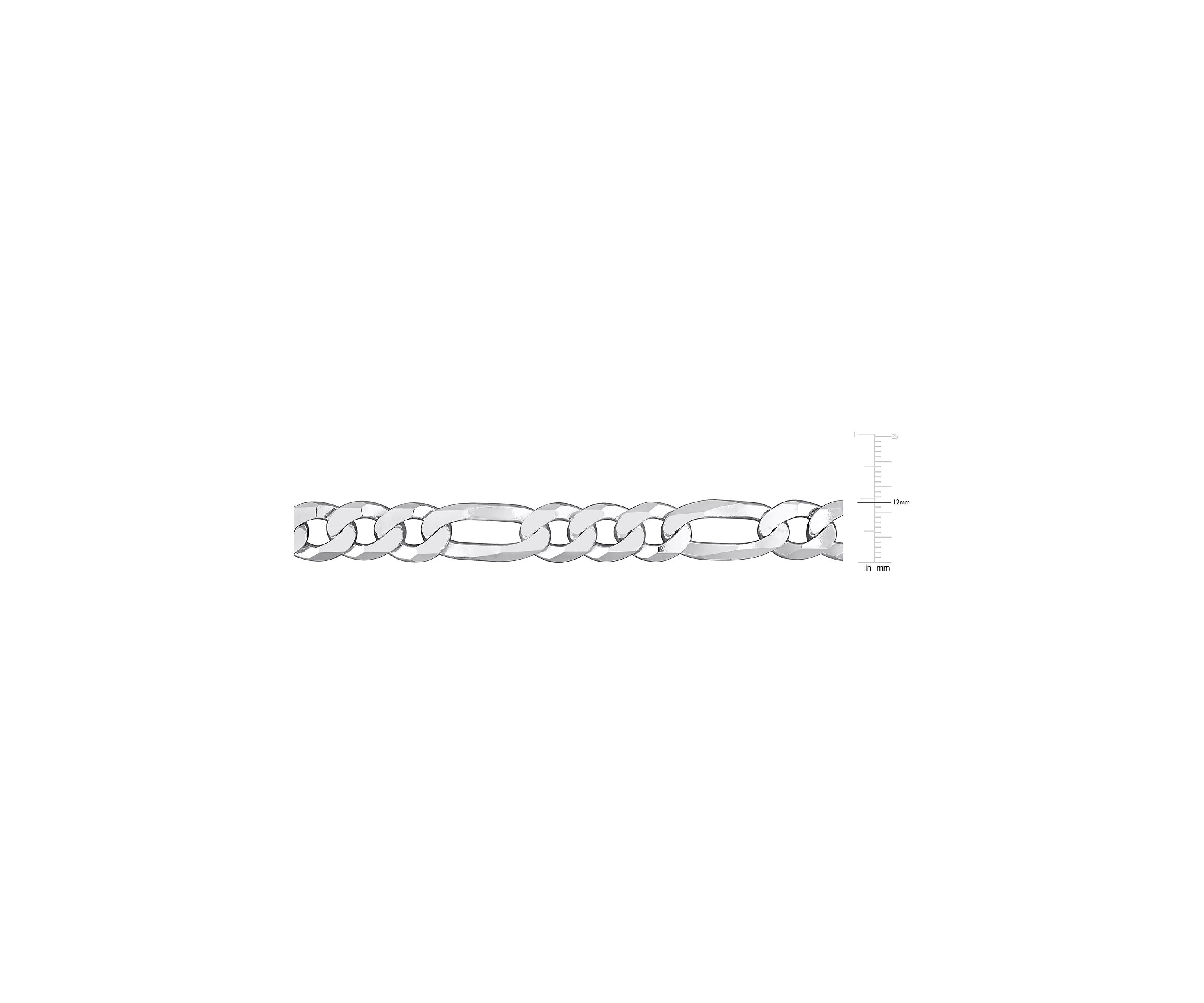 18k Yellow Gold Plated Sterling Silver 12.3mm Flat Figaro Chain Necklace