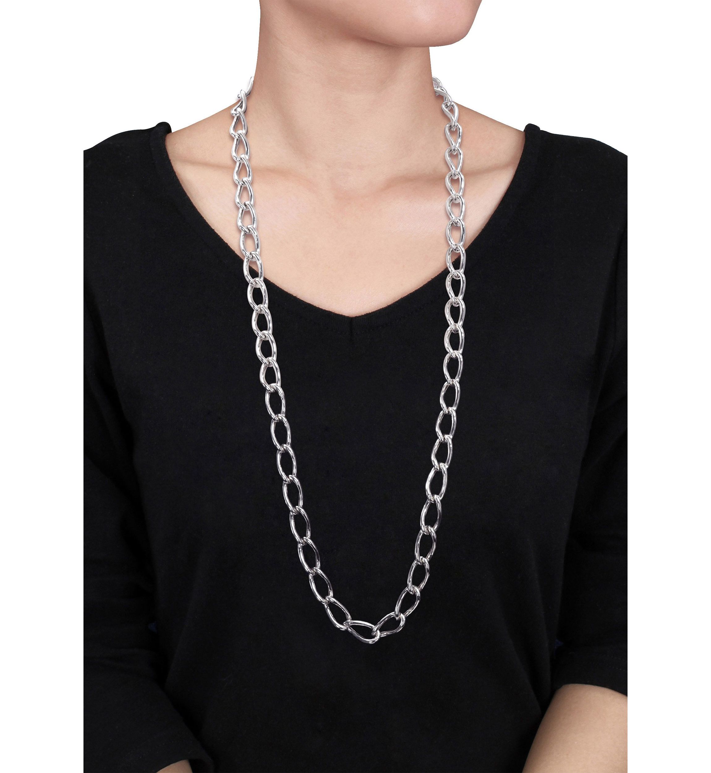 Sterling Silver Hollow Link Chain Necklace
