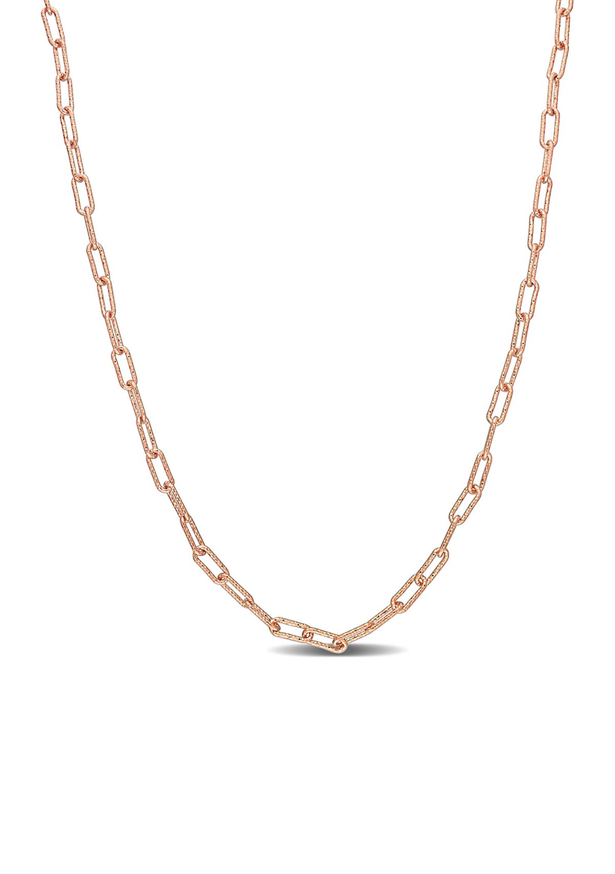 18k Rose Gold Plated Sterling Silver 3.5mm Fancy Paper Clip Chain Necklace