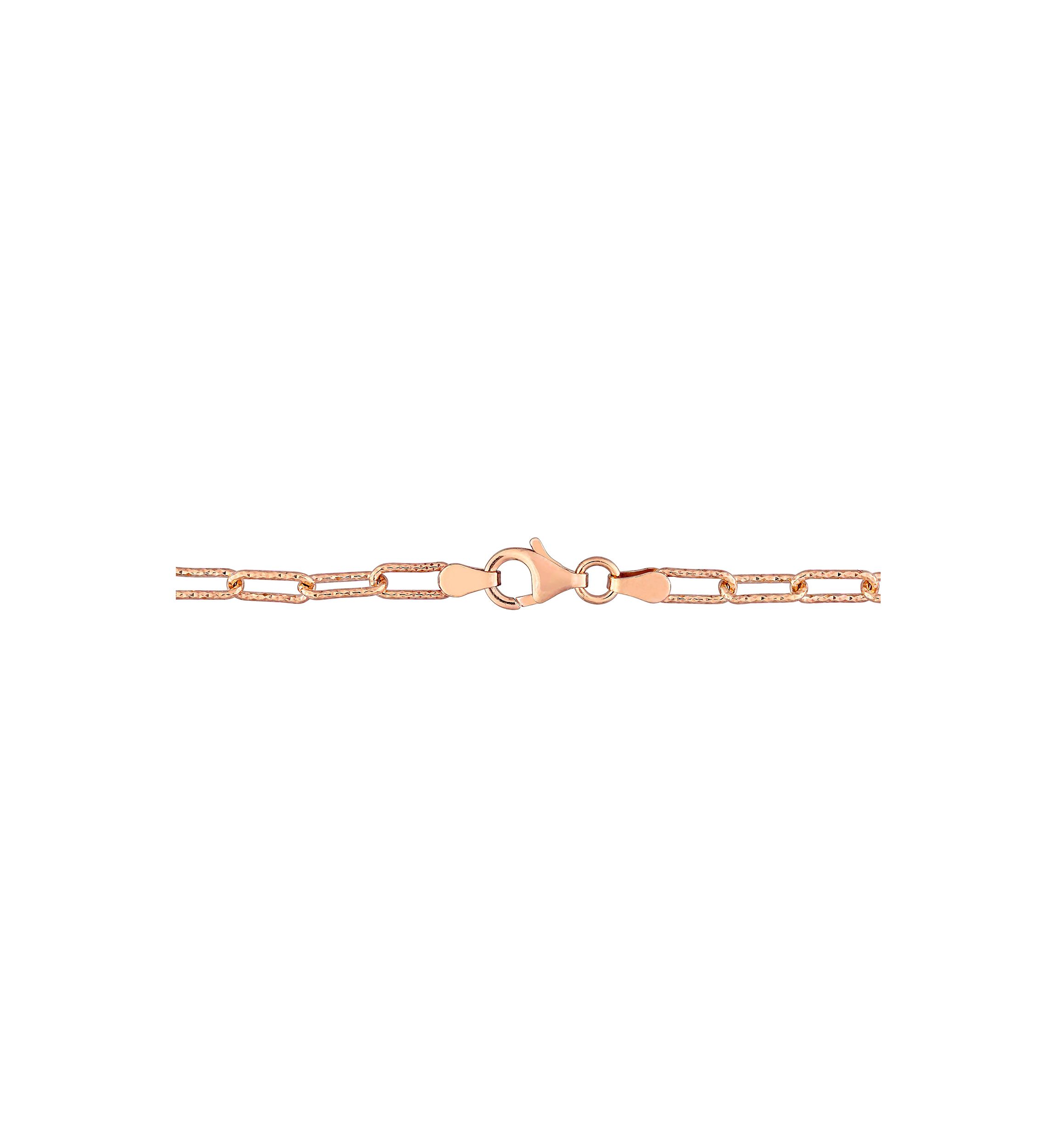 18k Rose Gold Plated Sterling Silver 3.5mm Fancy Paper Clip Chain Necklace