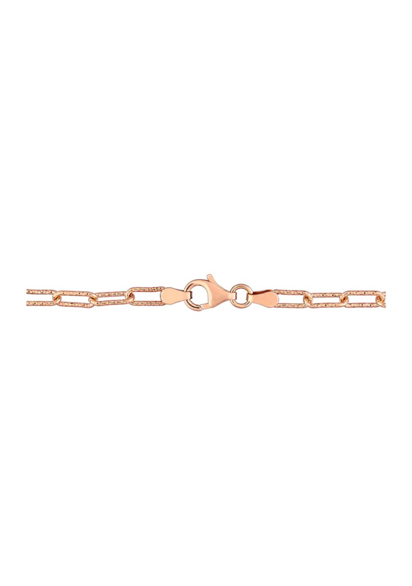 18k Rose Gold Plated Sterling Silver 3.5mm Fancy Paper Clip Chain Necklace
