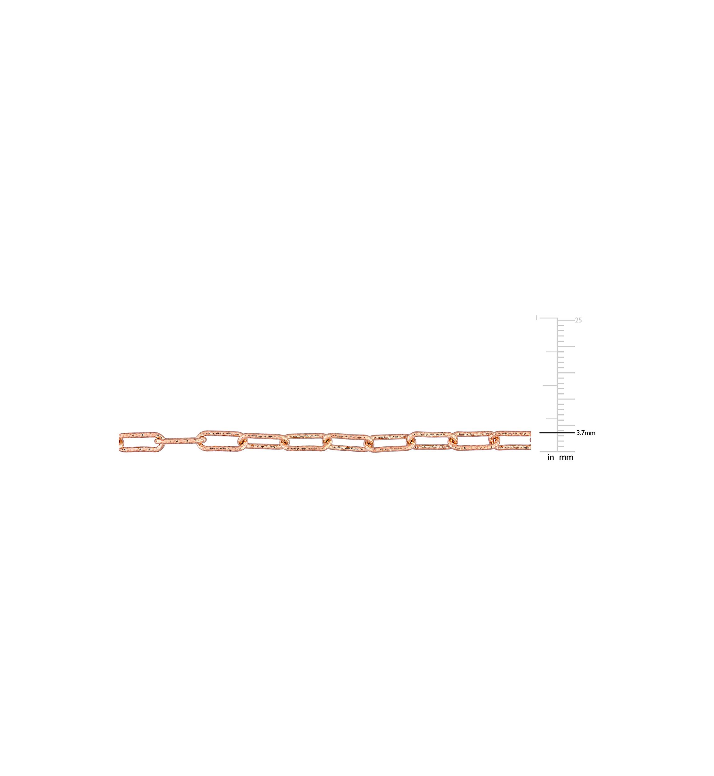 18k Rose Gold Plated Sterling Silver 3.5mm Fancy Paper Clip Chain Necklace
