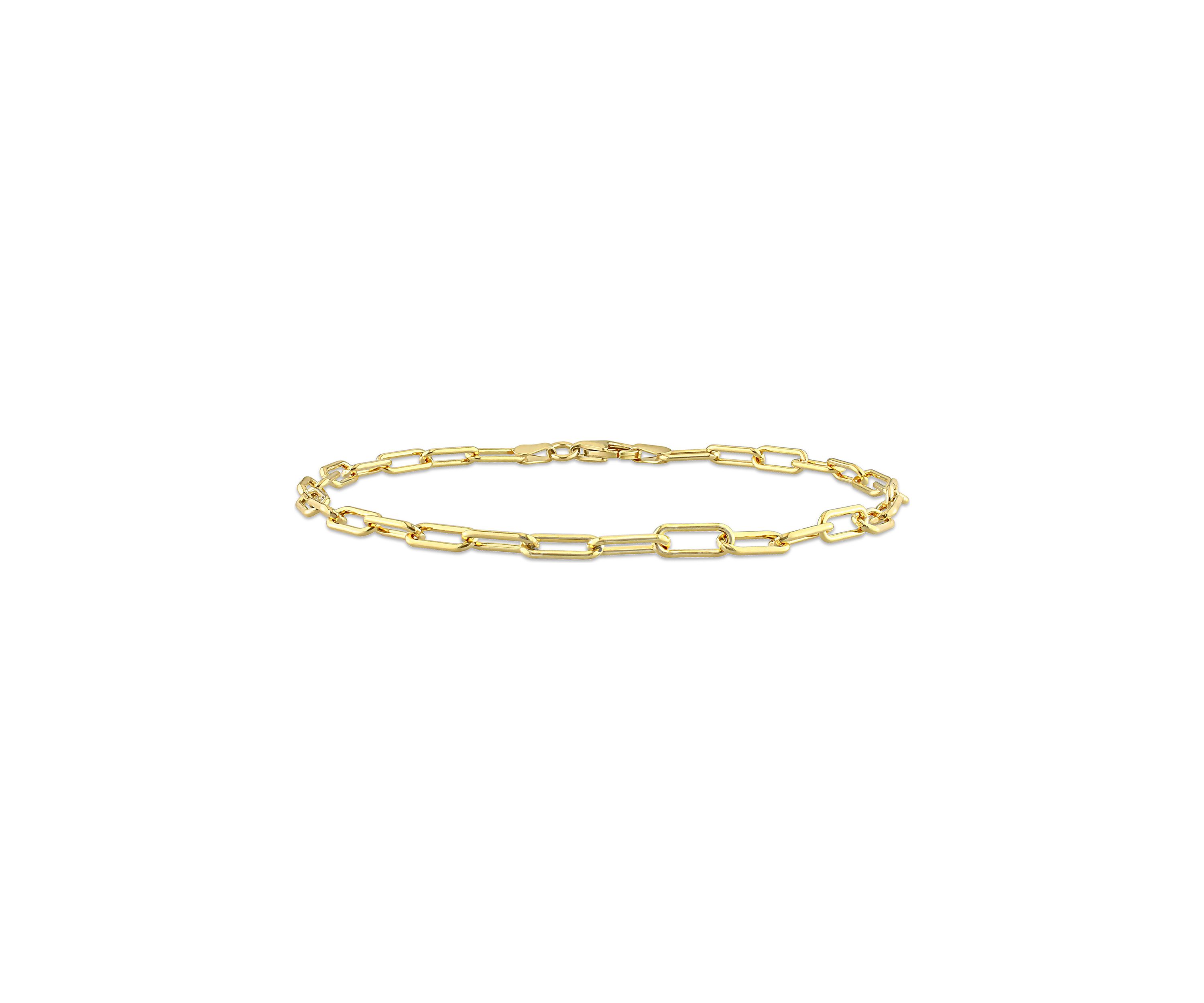 18k Yellow Gold Plated Sterling Silver 3.5mm Paperclip Chain Bracelet
