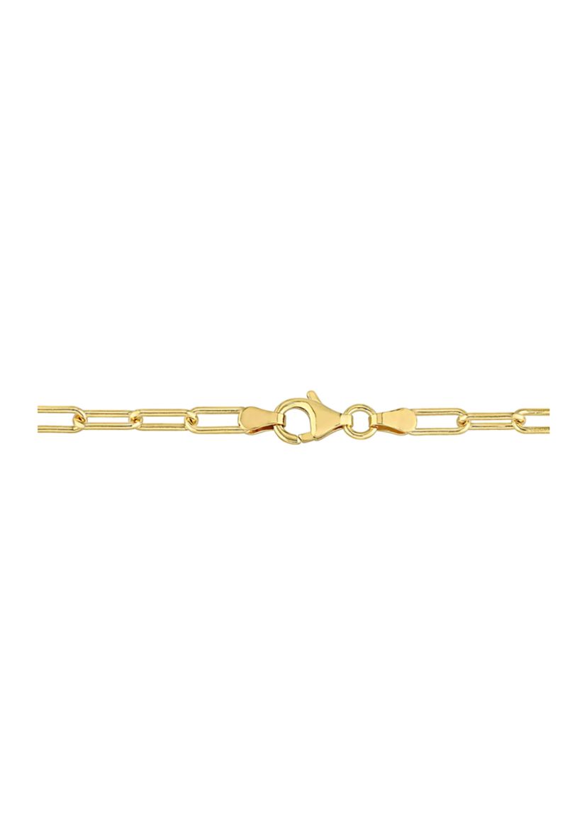 18k Yellow Gold Plated Sterling Silver 3.5mm Paperclip Chain Bracelet