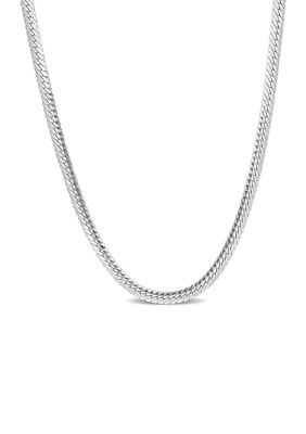 Sterling Silver Herringbone Chain Necklace