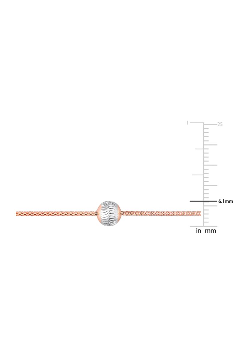 18k Rose Gold Plated Sterling Silver 6mm Ball Station Chain Necklace