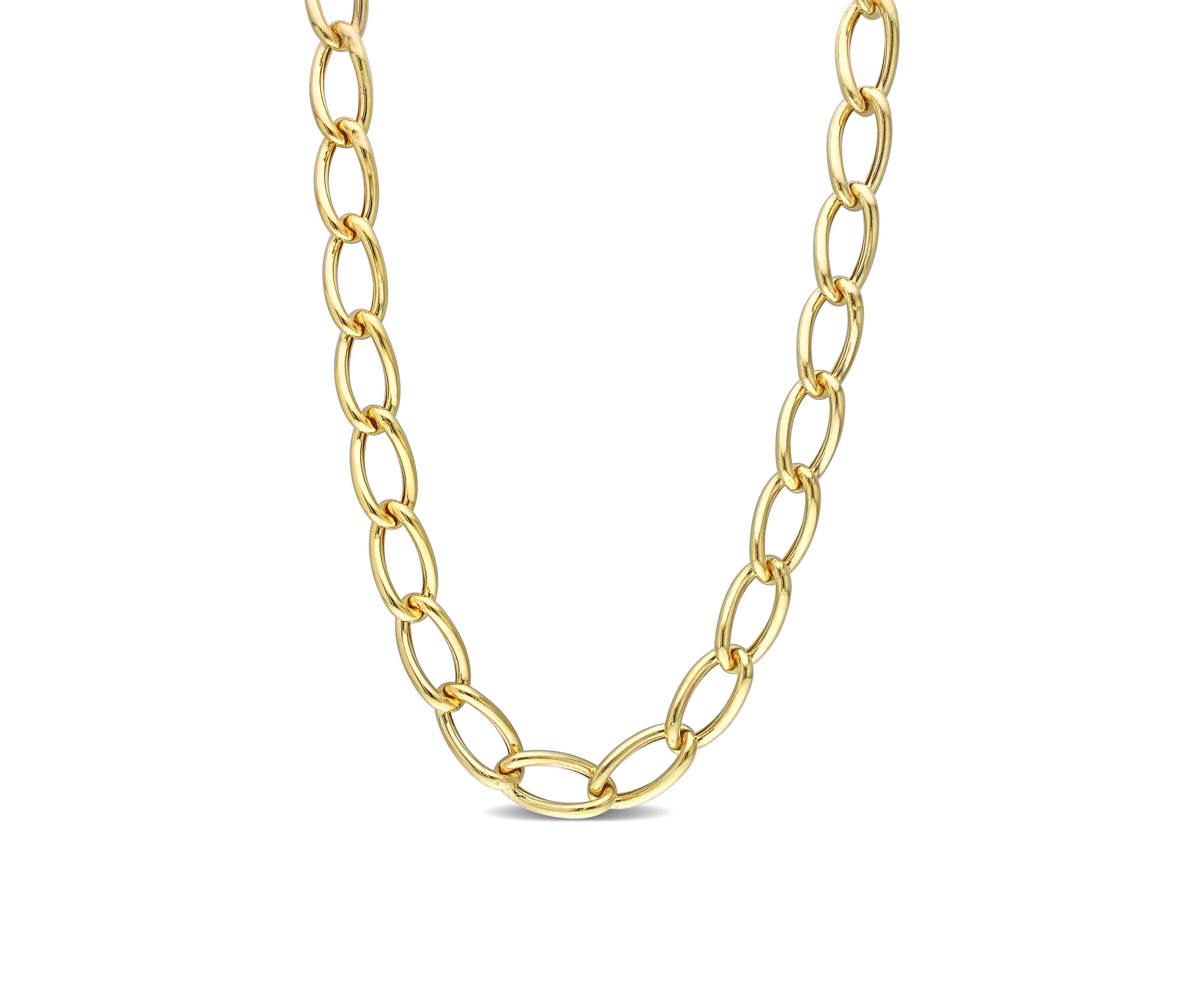 18k Yellow Gold Plated Sterling Silver Hollow Link Chain Necklace