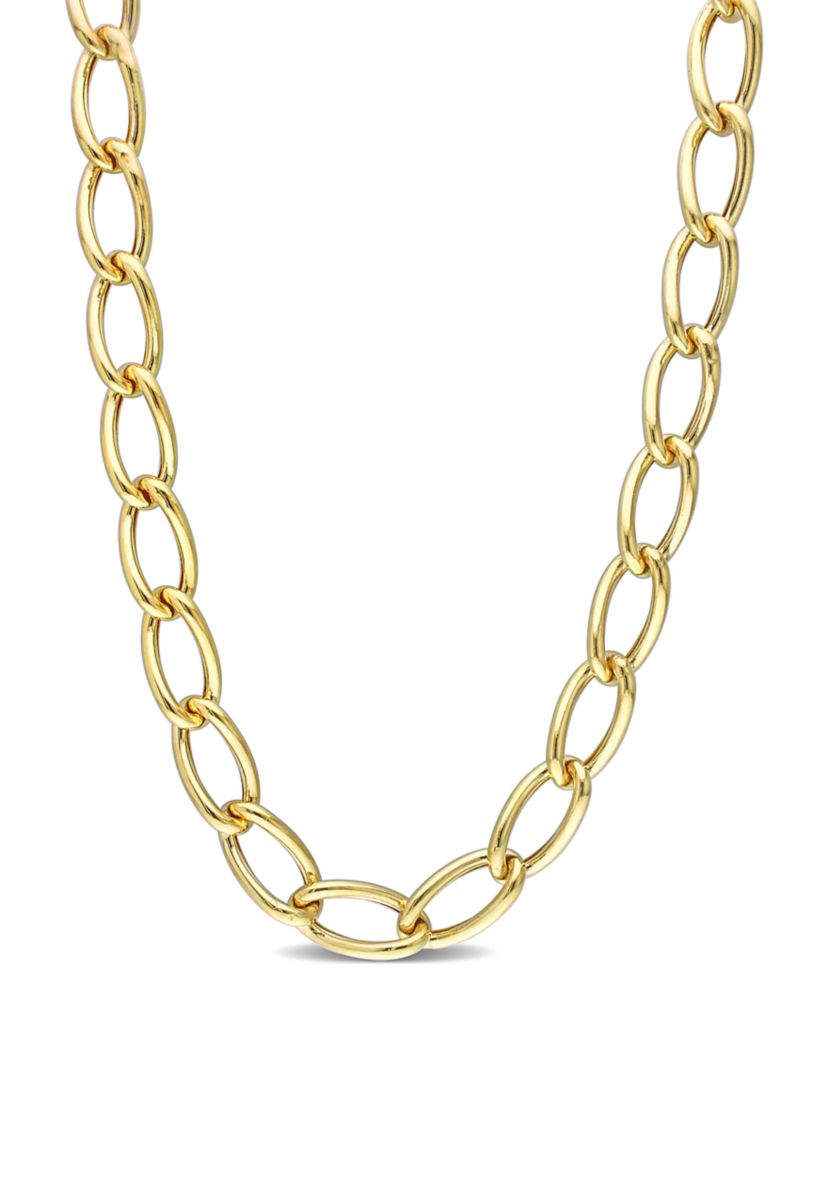 18k Yellow Gold Plated Sterling Silver Hollow Link Chain Necklace
