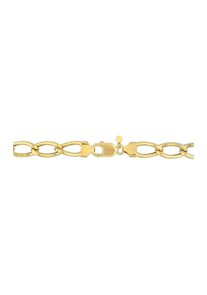 18k Yellow Gold Plated Sterling Silver Hollow Link Chain Necklace