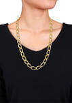 18K Yellow Gold Plated Sterling Silver Hollow Link Chain Necklace