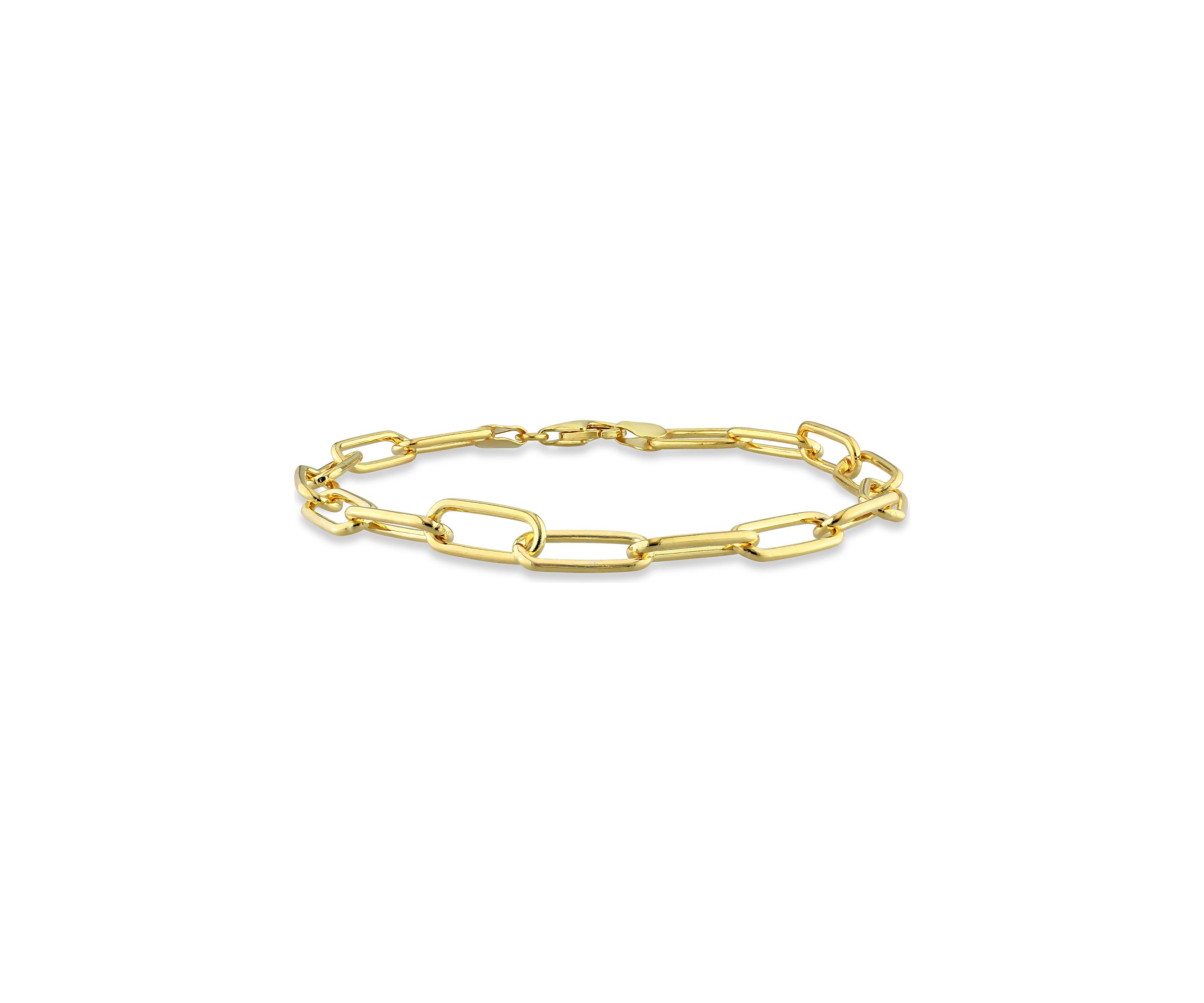 18k Yellow Gold Plated Sterling Silver 6mm Paperclip Chain Bracelet